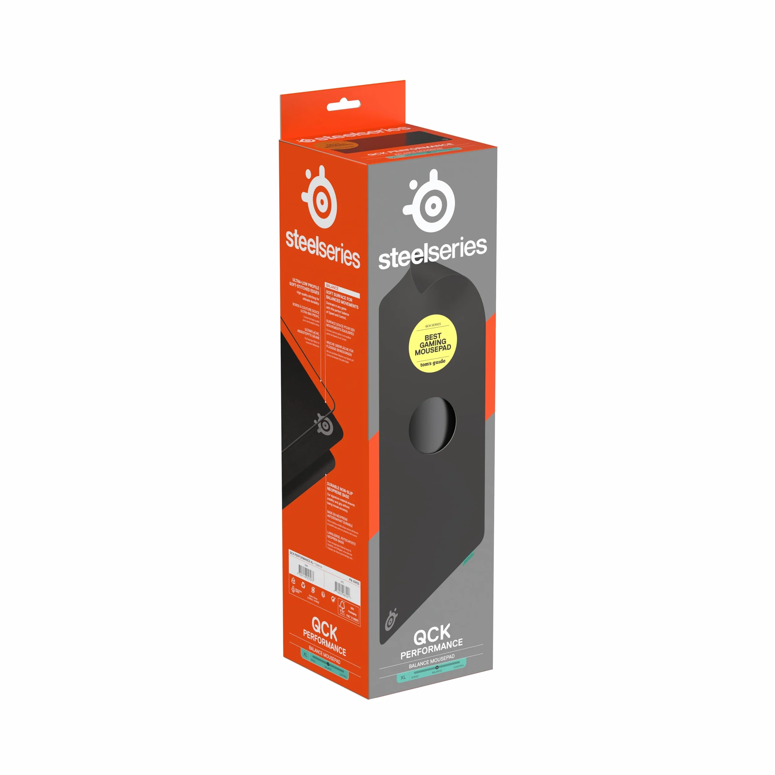 SteelSeries, podkładka QcK XL Performance Balance - Dod. gęstość dająca poślizg - Niskoprofilowe przeszycia krawędzi - Antypoślizgowa podstawa z neoprenu - Rozm. 900 x 400 mm - FPS, MOBA, RTS, MMO