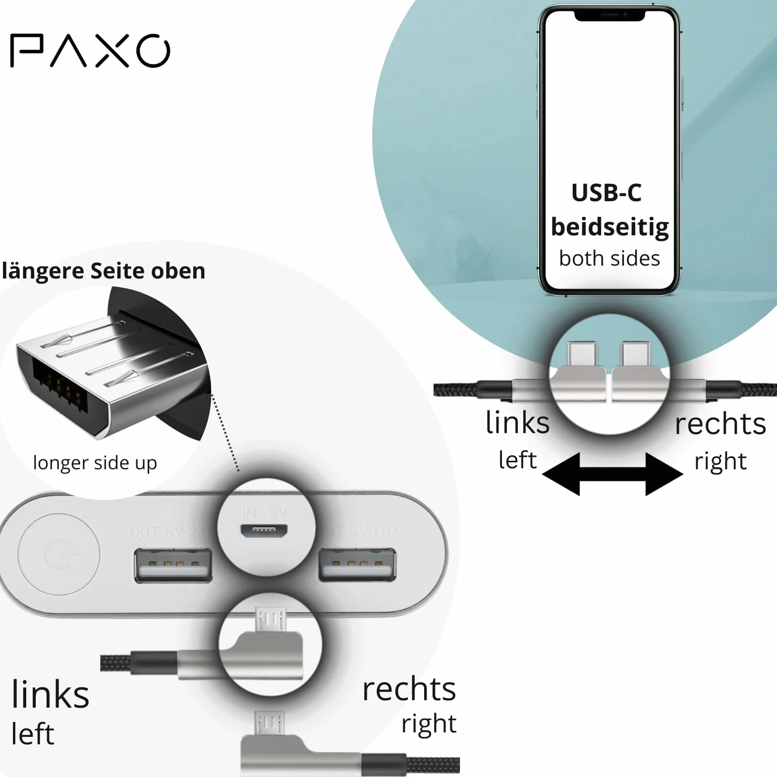 0,3 m kabel micro USB na USB C OTG, do ładowania urządzeń USB typu C, wtyczka kątowa, do komputera rowerowego firmy Bosch Intuvia, Nyon 1, Yamaha,