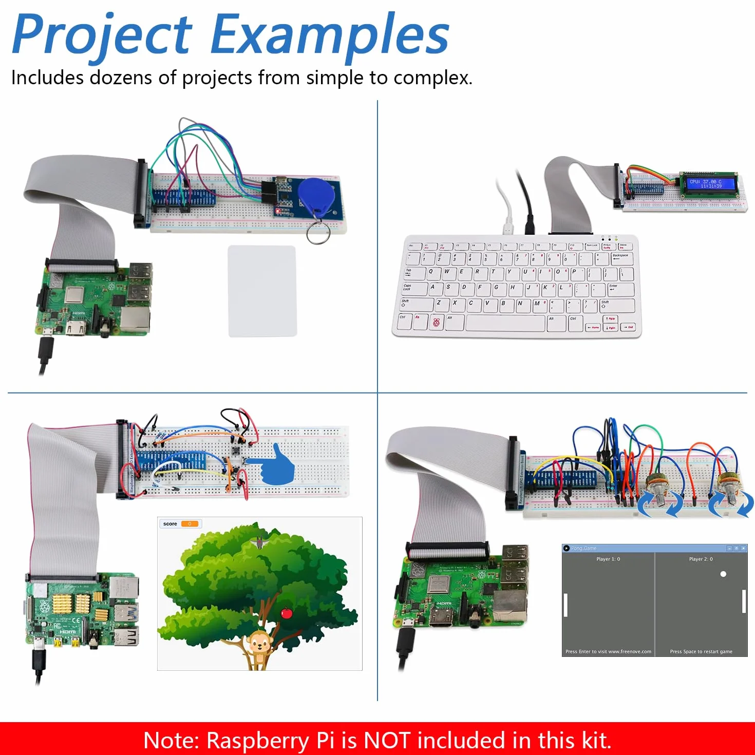 Freenove RFID Starter Kit for Raspberry Pi 5 4 B 3 B+ 400 Zero 2 W, 204 Items 122 Projects Python C Java Code