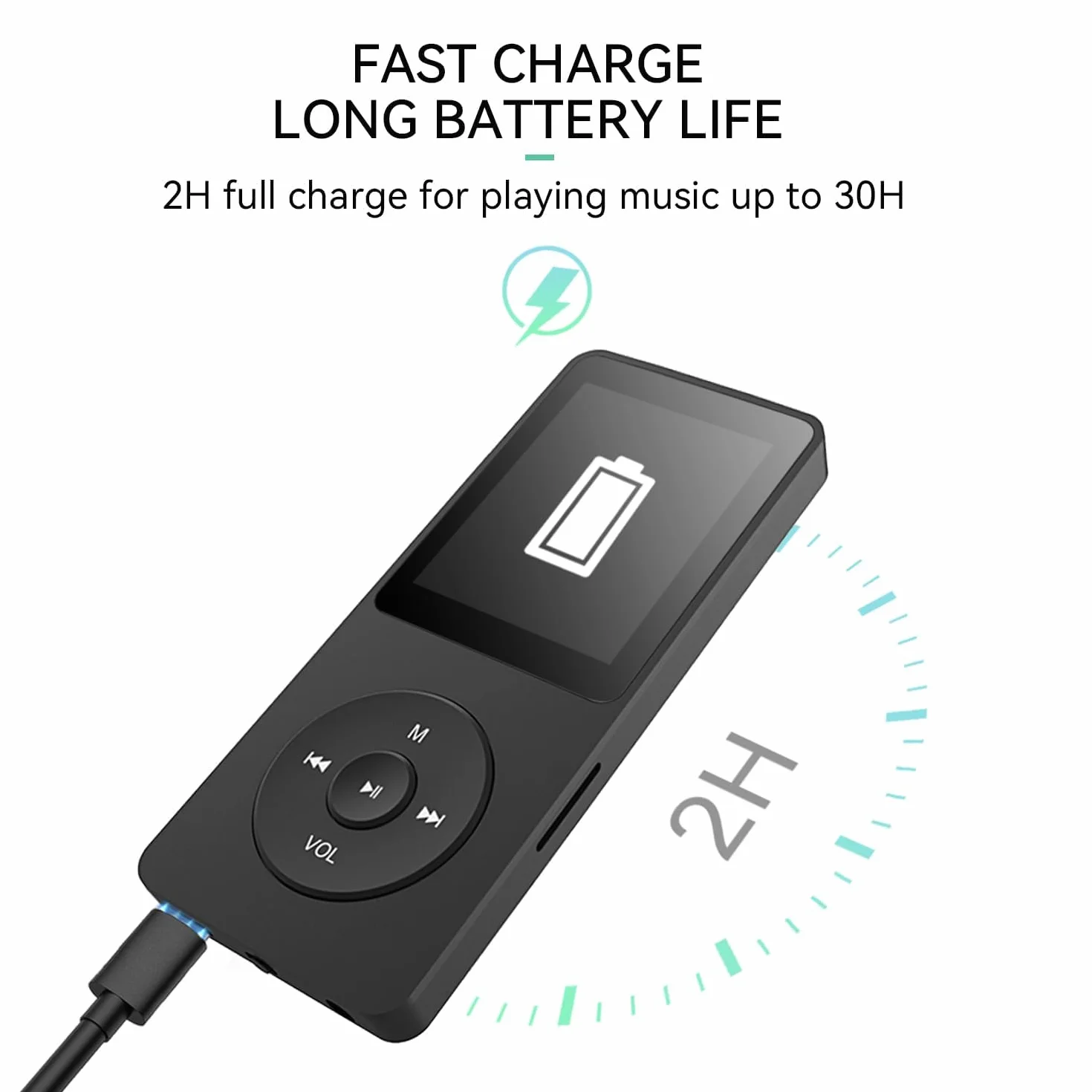 AGPTEK Odtwarzacz MP3 32 GB Bluetooth 5.0, 1,8" 70 godzin odtwarzania cyfrowy dziecięcy odtwarzacz MP3 z radiem FM, do 128G (bez słuchawek) czarny