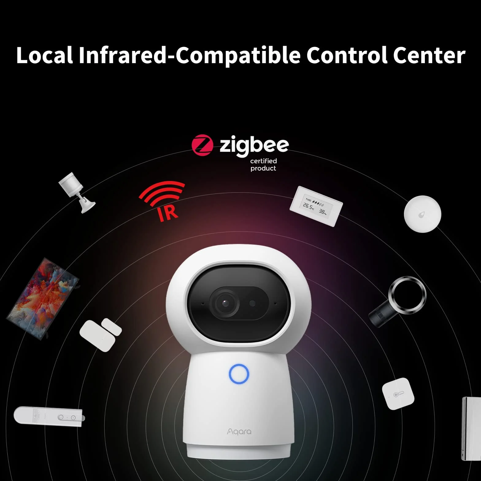 Aqara Kamera G3 Bramka Hub, Rozpoznawanie Twarzy i Gestów Dzięki AI, Zdalne Sterowanie Podczerwienią, Funkcja Obrotu i Pochylenia, Obsługuje HomeKit Secure Video, Alexa, Asystenta Google, IFTTT