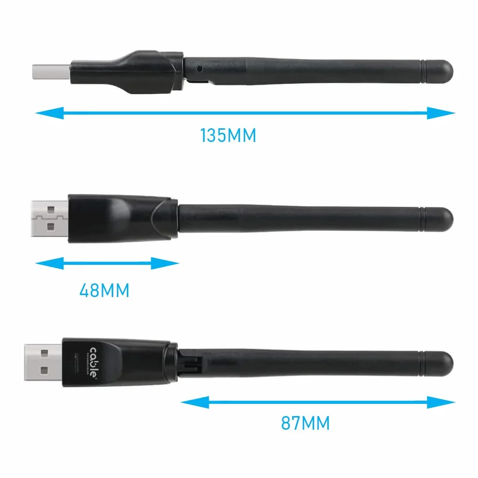 Cable Technologies Pamięć internetowa USB WiFi, antena PC 1200M, adapter wysokiej prędkości 2,4 GHZ, uniwersalny klucz sprzętowy, do PC/laptopa/komputera stacjonarnego/Mac Windows