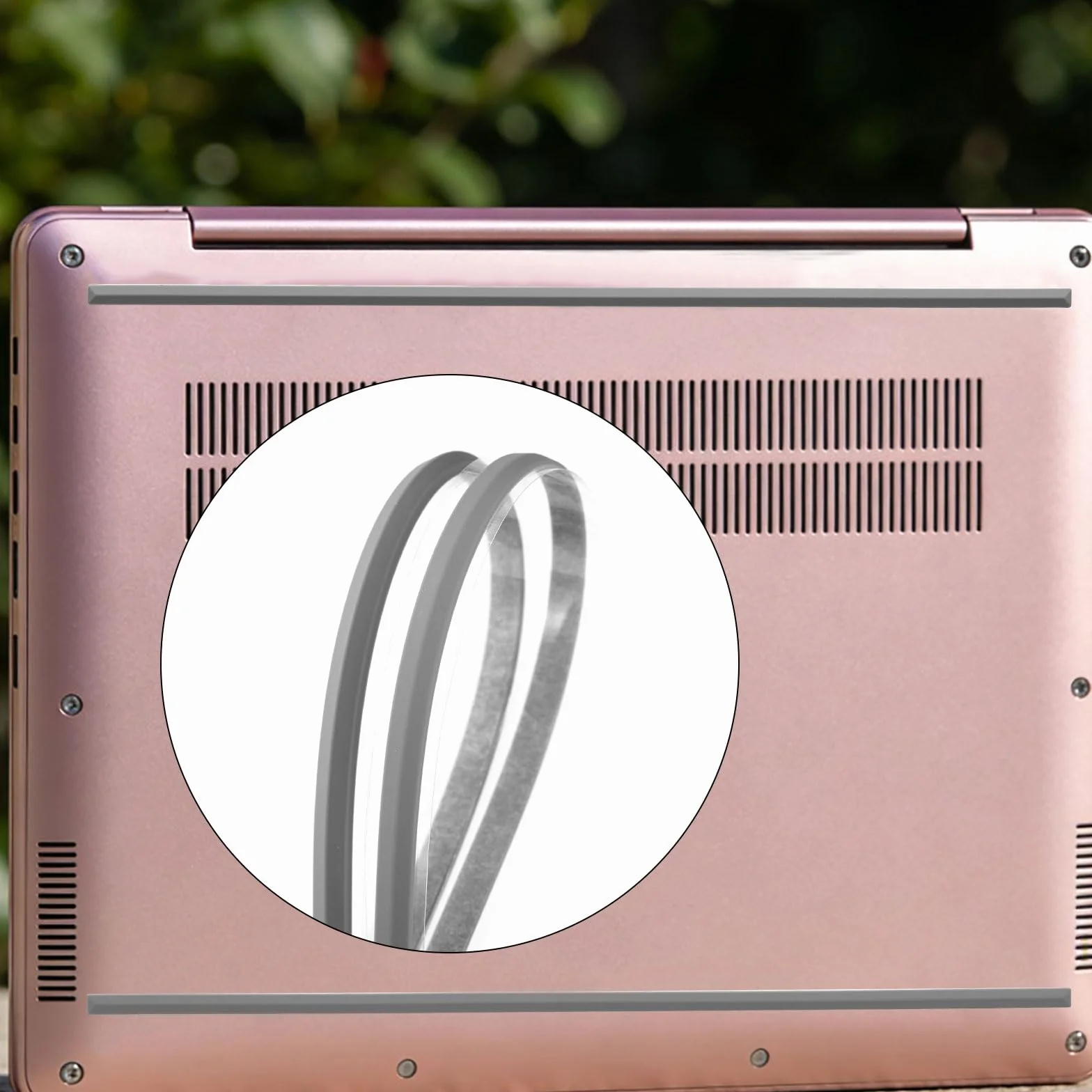 2szt Wymienne Gumowe Nóżki do HP Laptopa, 29,5x0,6cm Antypoślizgowe Spód Laptopa Odbój Nogi Podkładki Kompatybilne z HP 15-DY 15T-DY 15-EF 15-ER 15-FR 15S-FQ TPN-Q222 Q230 Seria (Szary)