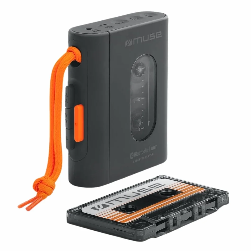 MUSE Przenośny odtwarzacz kasetowy z przyłączem słuchawkowym, szybkie ładowanie przez USB-C – eleganckie wzornictwo, czarny