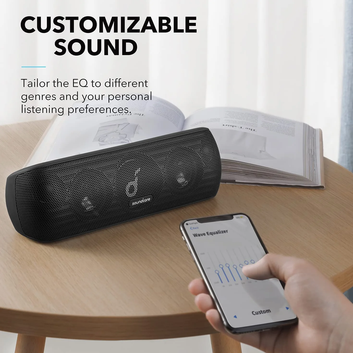 Soundcore Motion+ bezprzewodowy głośnik Bluetooth wysokiej jakości 30 W(odnowiona), rozszerzony bas i wysokie tony, z aplikacją, możliwość dostosowania EQ, 12-godzinny czas odtwarzania