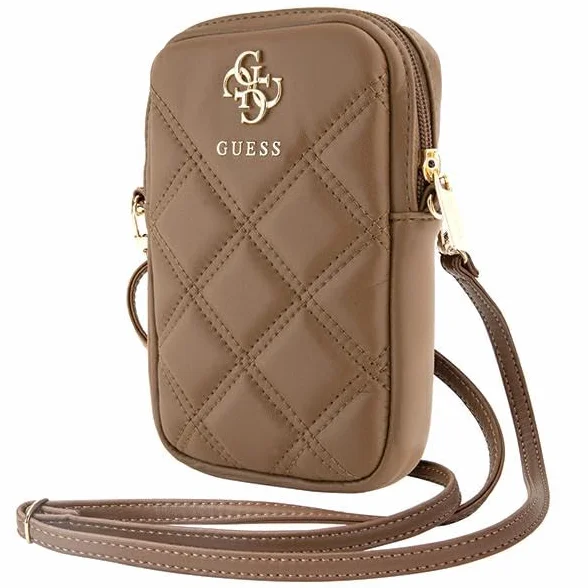 Guess pokrowiec na telefon komórkowy brązowy Zip Quilted 4G