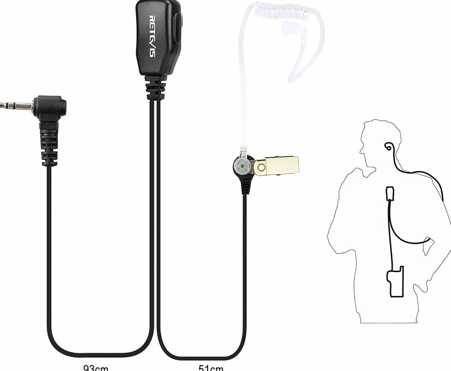 Retevis Słuchawki Walkie Talkie z mikrofonem PPT, 1-pinowy 2,5 mm ochroniarz zestaw słuchawkowy kompatybilny z RT45 Motorola T82 T92 TKLR T3 T5 T6 T7 T8 T9 T6210 H20 Walkie Talkie (10 szt.)