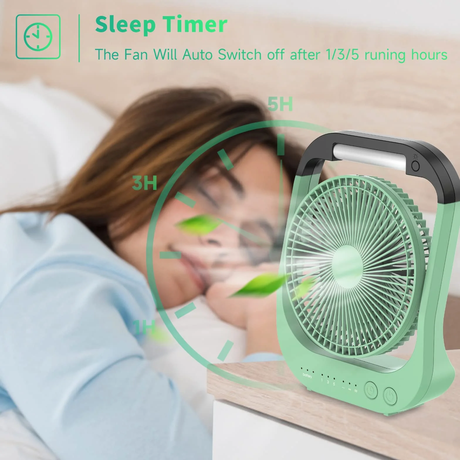 ATEngeus Wentylator USB 10000 mAh 8 cali 4 prędkości LED Timer