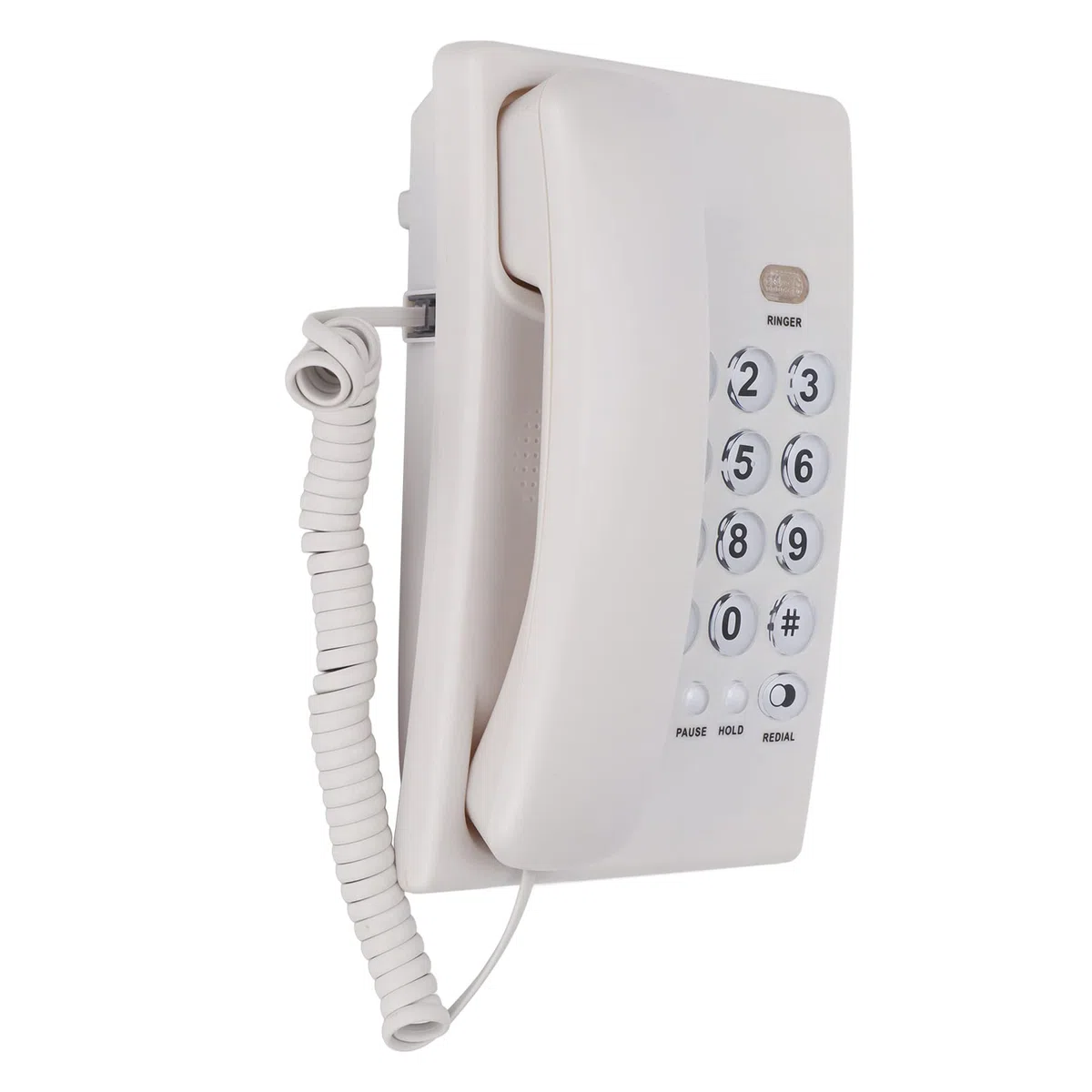 Telefon bezprzewodowy na biurko z dużym przyciskiem Telefon stacjonarny o dużej pojemności Telefon przewodowy do domowego biura hotelu (biały)