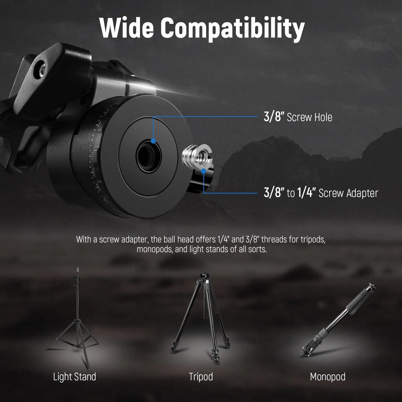 NEEWER Głowica kulowa o niskim profilu do statywu do aparatu, 36 mm, metalowa panoramiczna głowica statywu z niskim środkiem ciężkości, kompatybilna z Arca 1/4" płytka szybkiej wymiany do statywu