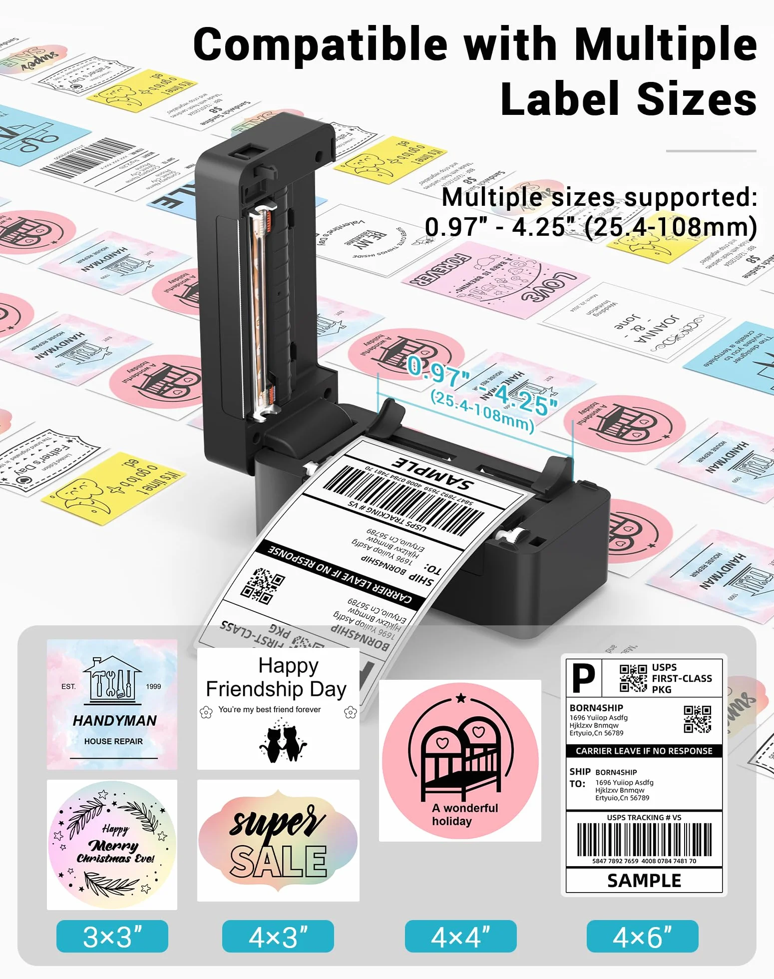 Termiczna drukarka etykiet 4x6 USB kompatybilna z Etsy Amazon do małych paczek wysyłkowych