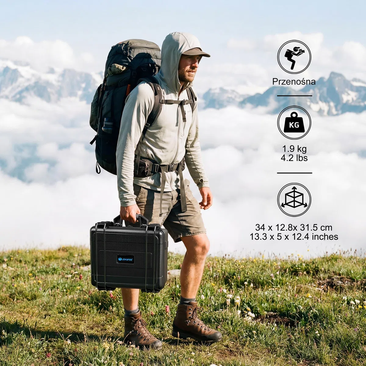 LEKUFEE Wodoodporna Walizka z Twardą Powłoką kompatybilna z Drona DJI Mini 5 Pro/4 Pro/Mini 3,DJI RC 2/RC/ N2/N1 Zdalnego Sterowania i Akcesoriów (tylko walizka)