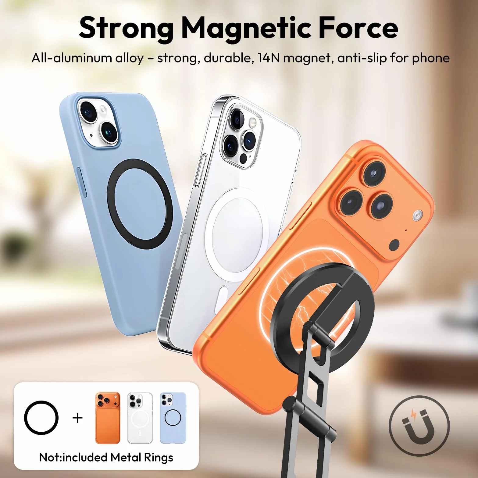 ULANZI SK29 Magnetyczny statyw na telefon, składany mini statyw z uchwytem na telefon, aluminiowy stojak na telefon z gwintowanym mocowaniem 1/4", podstawa Arca Uka, podstawowe akcesoria do vlogowania