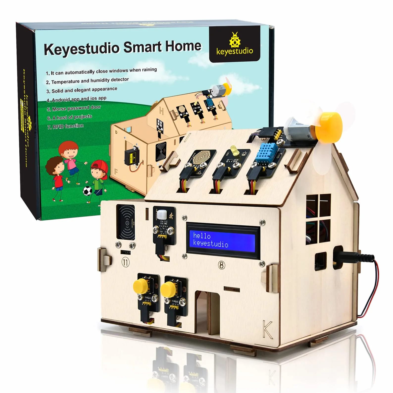 KEYESTUDIO ESP32 Zestaw inteligentnego domu IoT Kompatybilny z Arduino IDE, z płytą ESP32, Python C, Musical Project itp. Samouczek online 13 funkcji