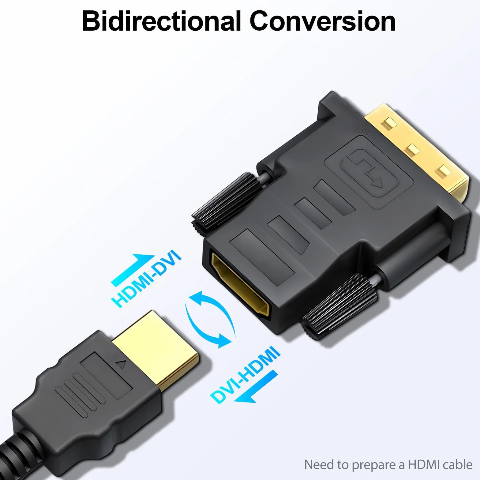 Adapter DVI na HDMI, wtyczka DVI-D do gniazda HDMI adapter 1920 x 1200 1080p, dwukierunkowa konwersja DVI (24+1) na HDMI do komputera, monitora, laptopa, telewizora, projektora, 1 szt