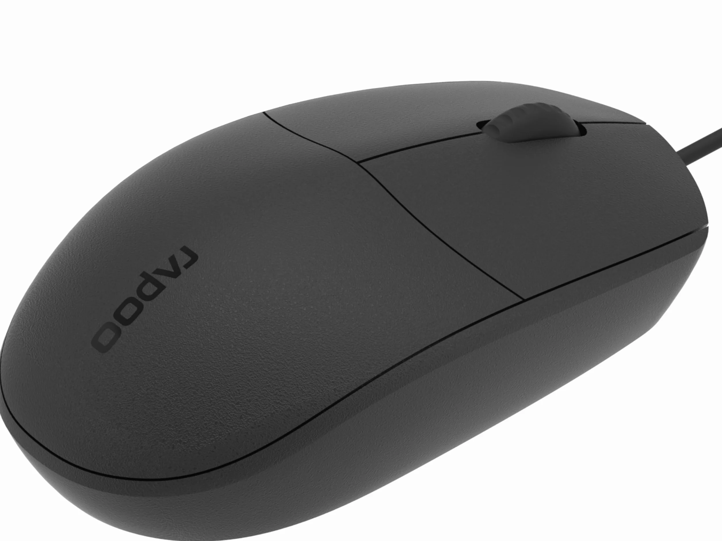 Rapoo Komputerowa mysz optyczna N100 (ergonomiczna, oburęczna, 3 przyciski, przewodowa, 1600 DPI, scroll) czarna