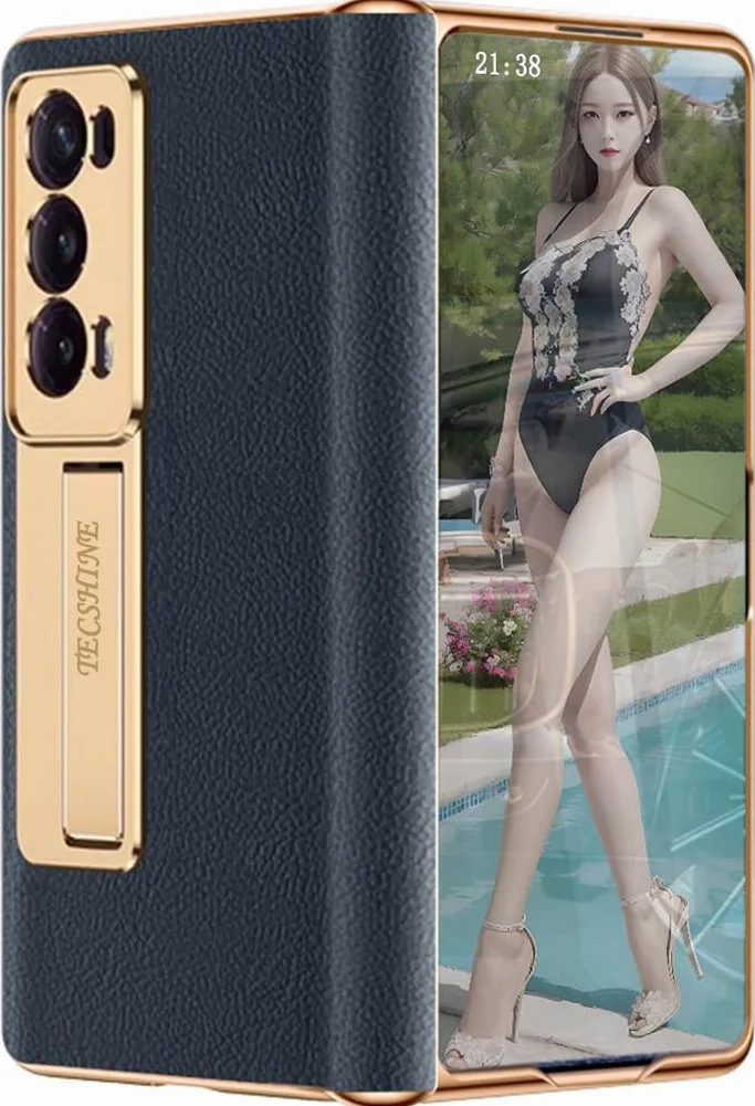 Skórzany Etui do Honor Magic V 2 Uchwyt, Zawiasny Etui do Telefonu dla Honor Magic V2, Powłoka Telefonu Komórkowego, Rama Wsparcia