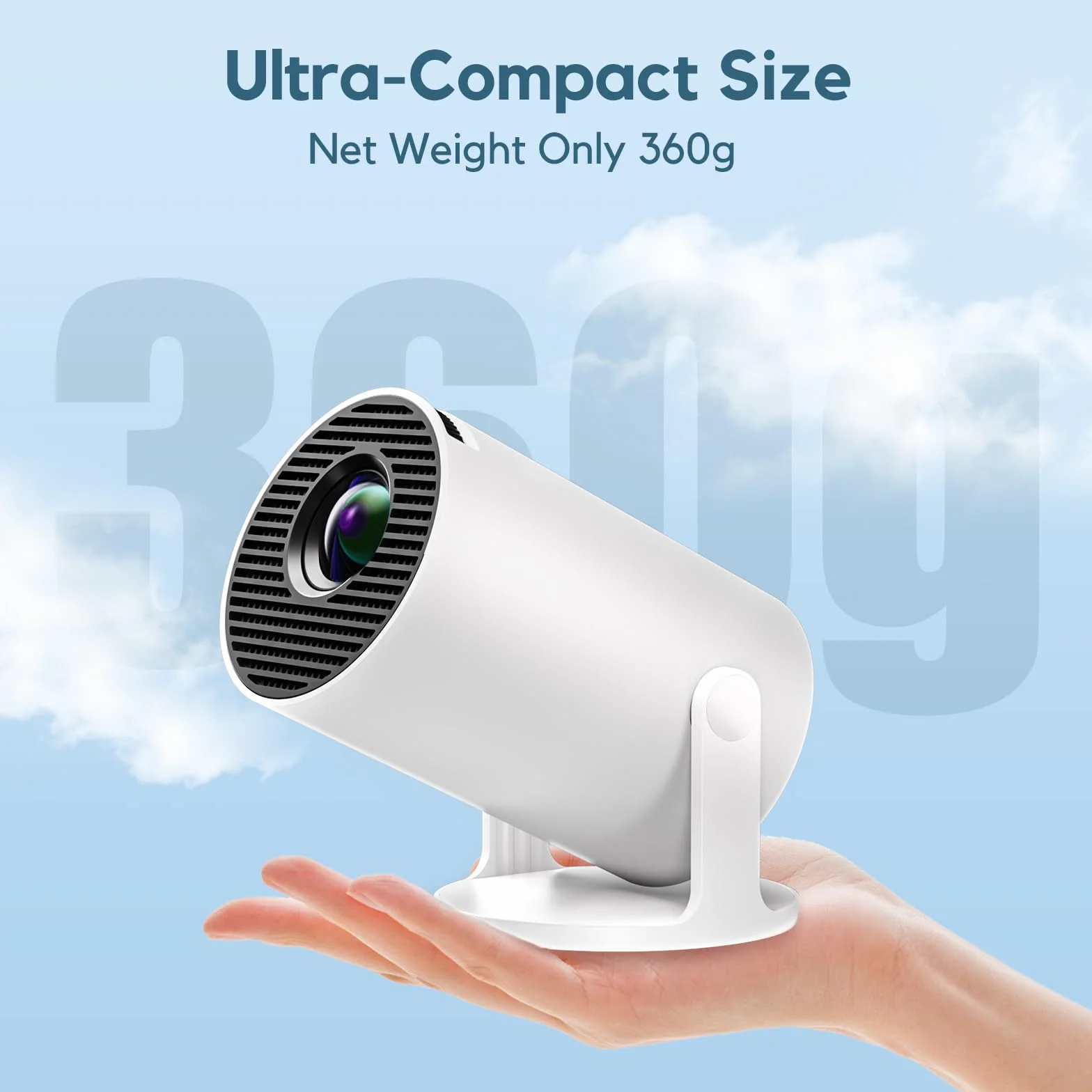 Mini Projektor [Wbudowane Aplikacje] AKIYO O2 projektor o jasności 18 000 luksów z WiFi6 i BT5.4, obsługujący rozdzielczość 1080P, automatyczny keystone, obrót o 180°, kompatybilny z HDMI/USB/Laptopem