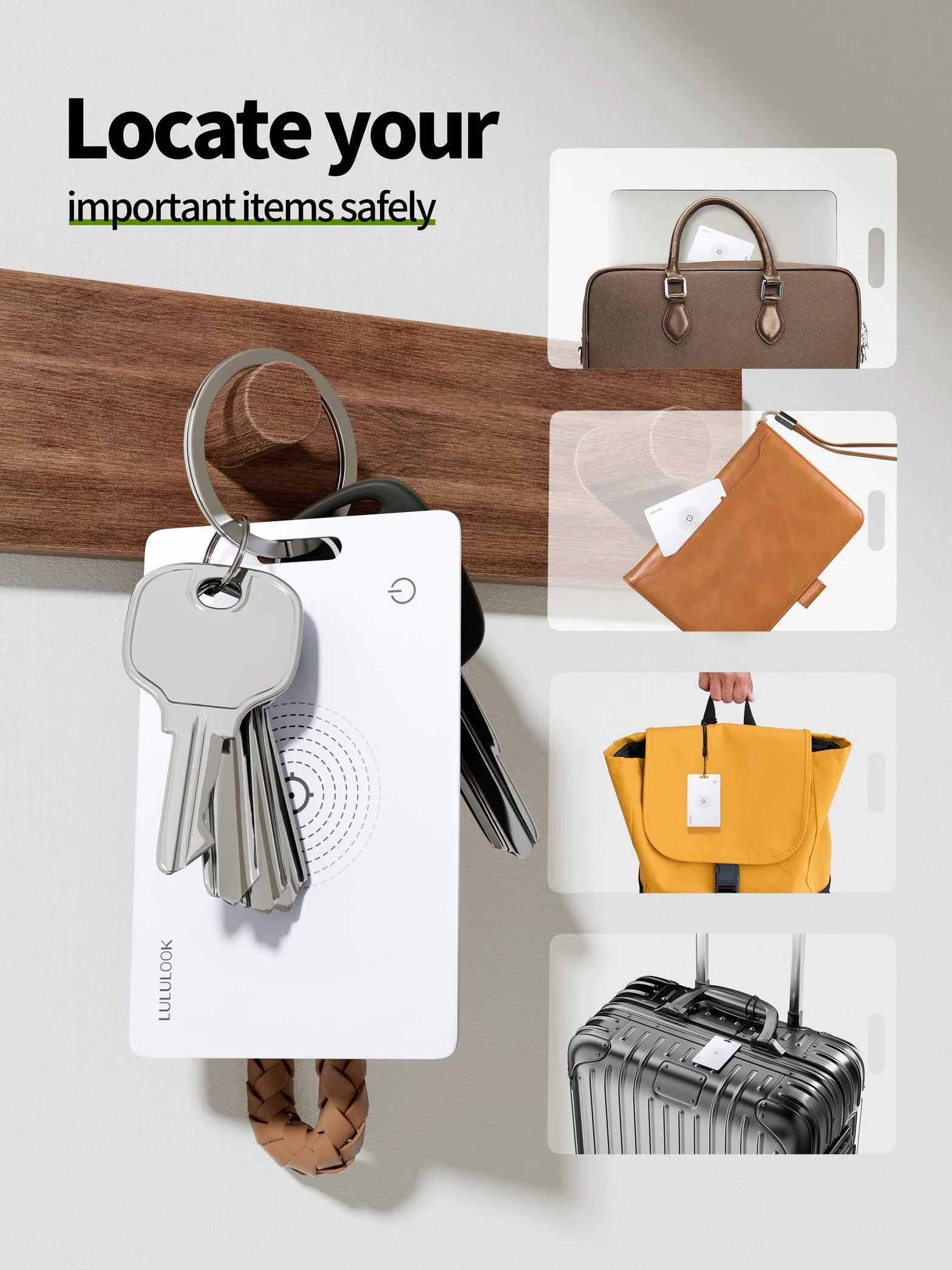 LULULOOK Karta AirTag z możliwością ponownego ładowania, 3 sztuki, cienkie portfele, tracker Smartcard Tracker kompatybilny z Apple Find My (tylko z systemem iOS) karta Bluetooth do portfela