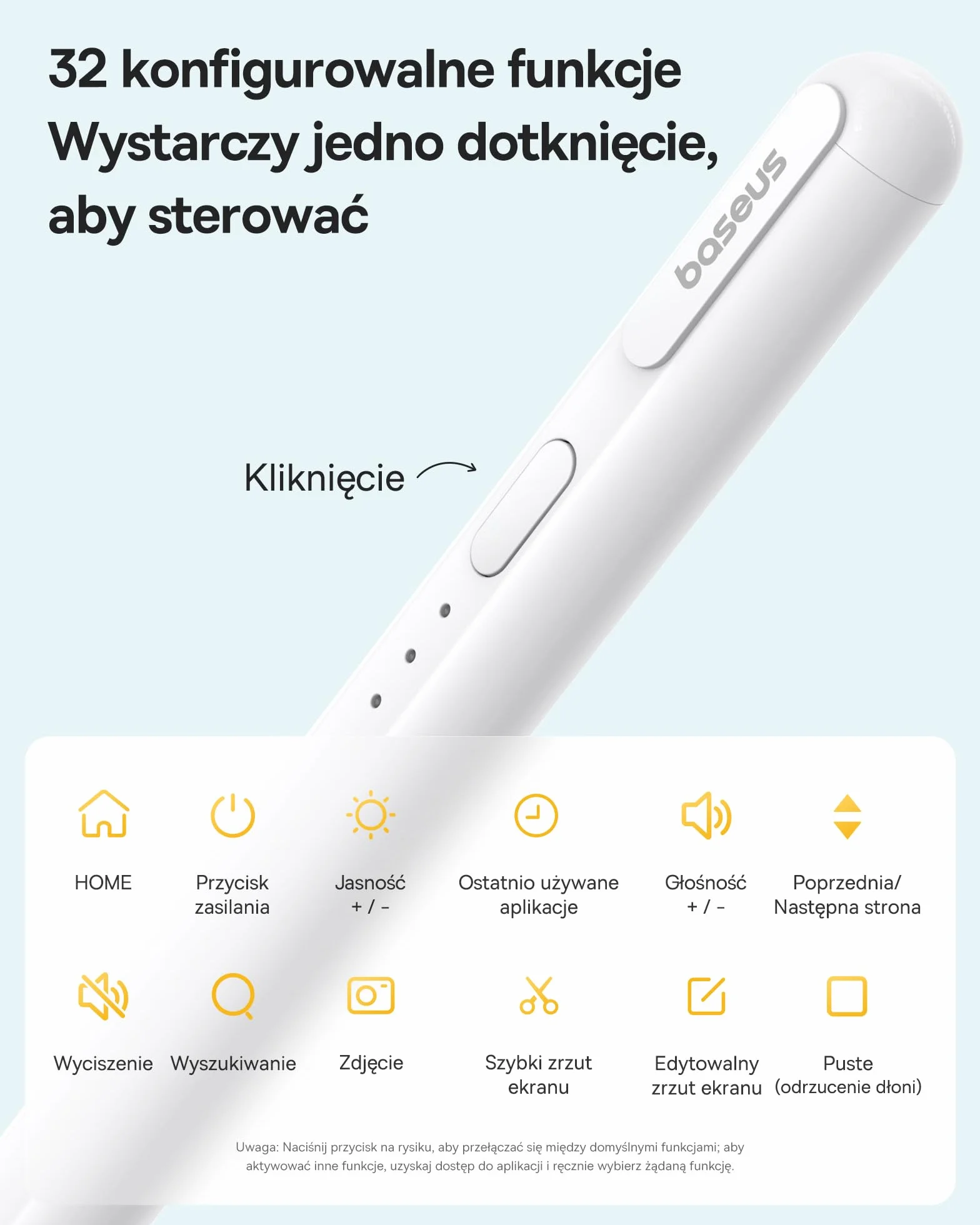 [1:1 Oryginał] Baseus Rysik do iPad 2018-2024, 17 Godziny Autonomii, Odrzucanie Dłoni, Czulność Do Nachylenia, Stylus do iPad 6/7/8/9/10, iPad Pro 11"/12.9"/13", Air 3/4/5/6, Mini 5/6