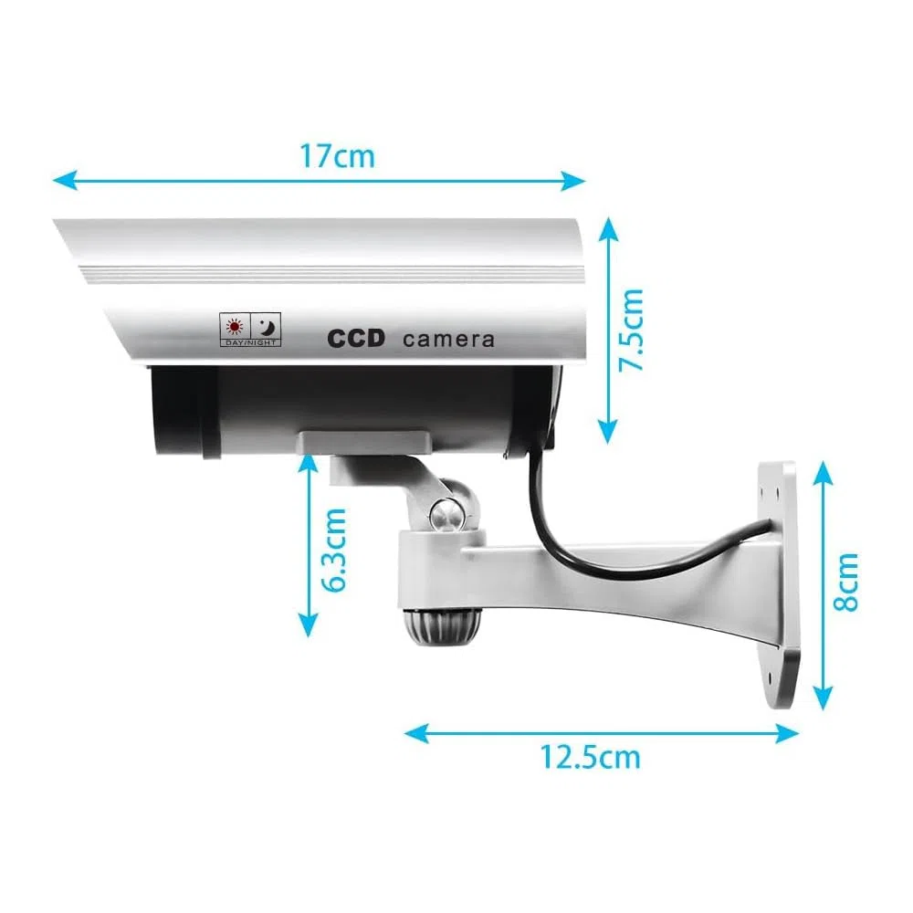 ERWEY Dummy kamera do monitoringu CCTV z migającym światłem LED, 4 sztuki (srebrna)