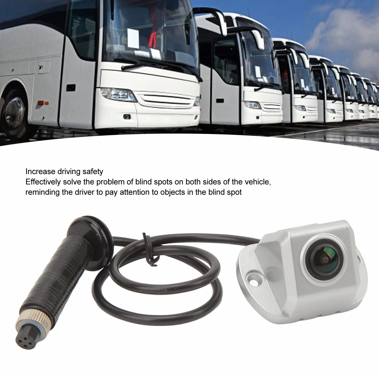 Kamera Boczna, Noktowizor 4-pinowa Kamera Cofania Wodoodporna Kamera Samochodowa Blind Spot IP68 z Widokiem z Boku do Autobusu RV Van Truck (-1610230021012)