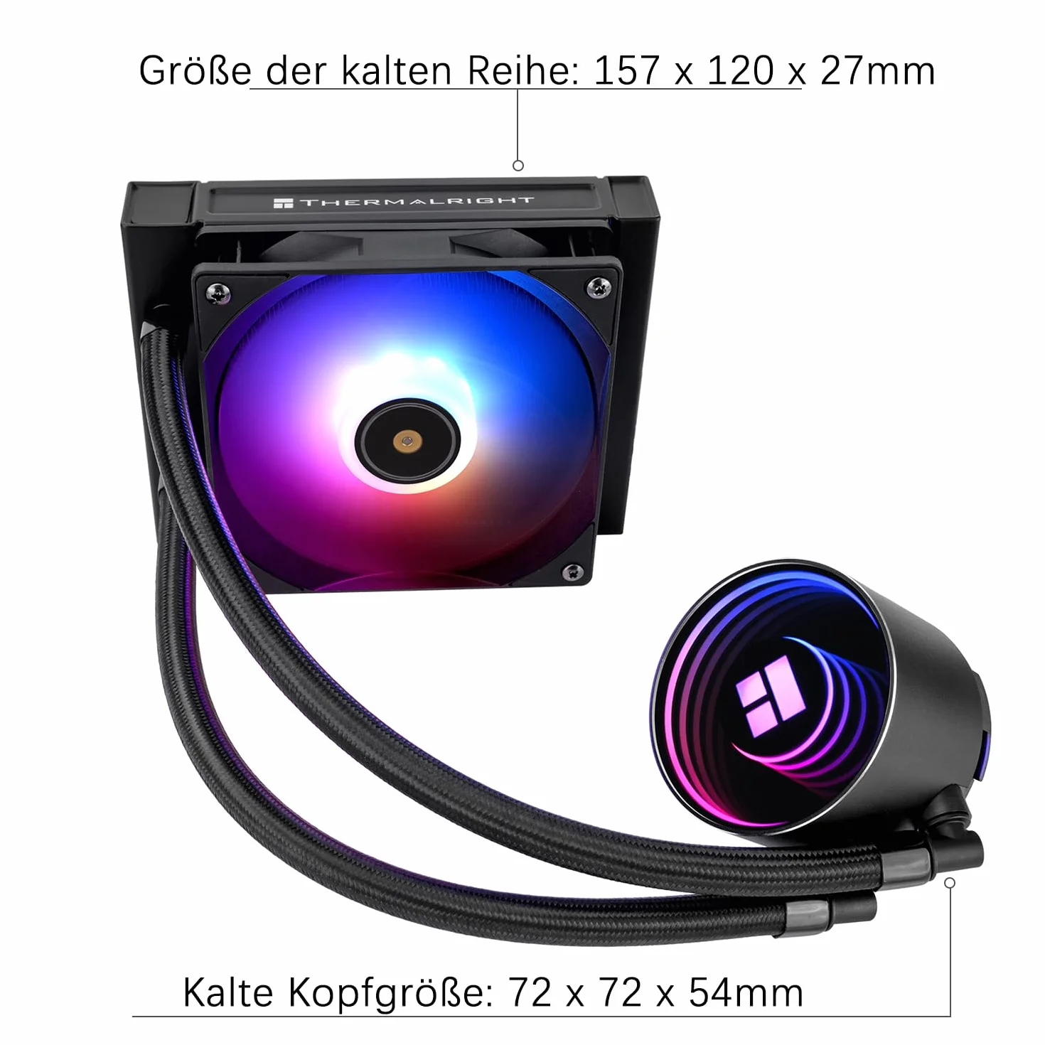 TR-Thermalright Frozen Notte 120 ARGB Czarny Chłodzenie CPU w postaci płynu - Efekt nieskończonego zwierciadła, 120mm Aio-chłodzenie, Wentylator PWM-2000RM, dla AMD AM4/AM5, Intel LGA1851/1700/115x