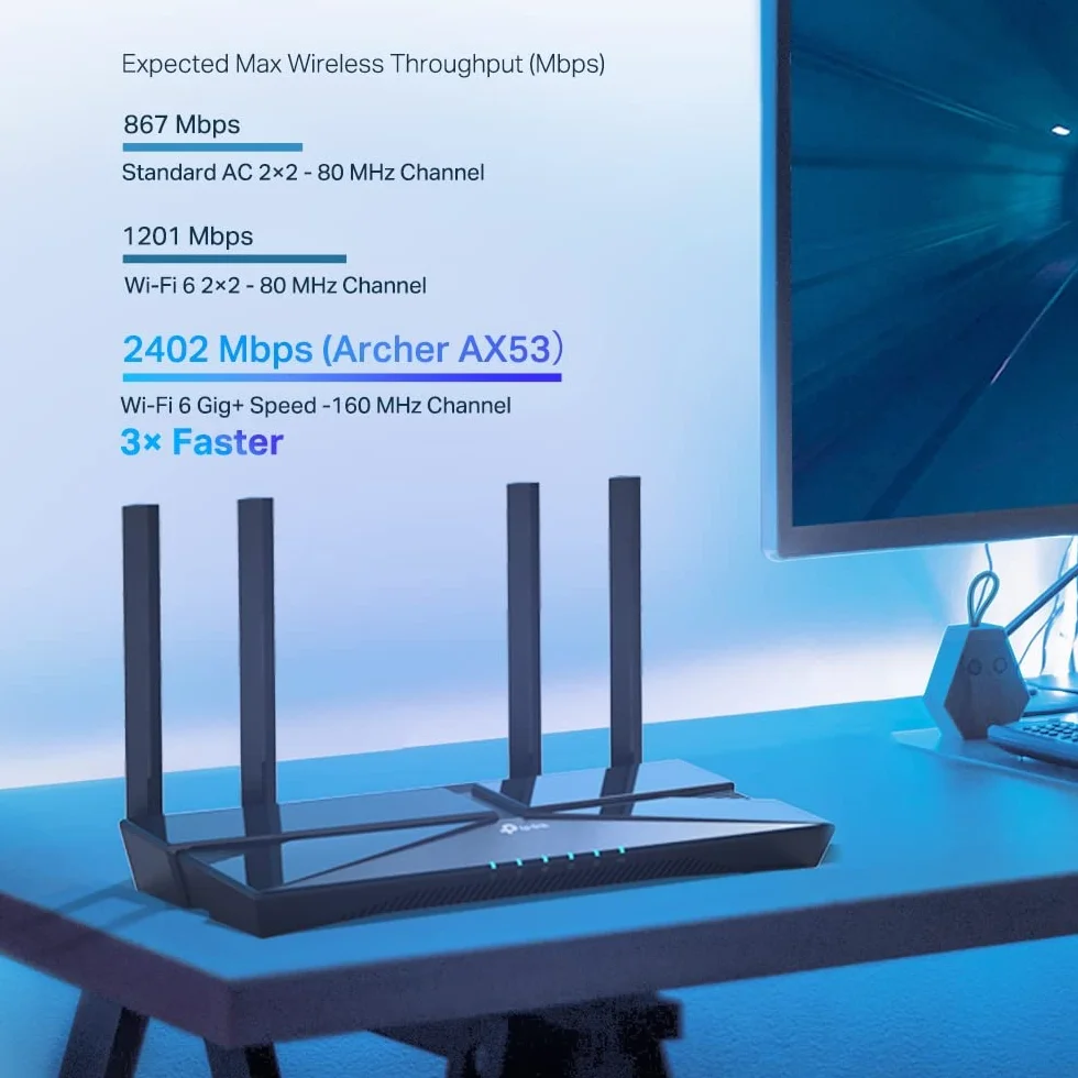 TP-Link Archer AX58 router Wi-Fi 6 AX3000 Dualband Gigabit 5 portów WPA3