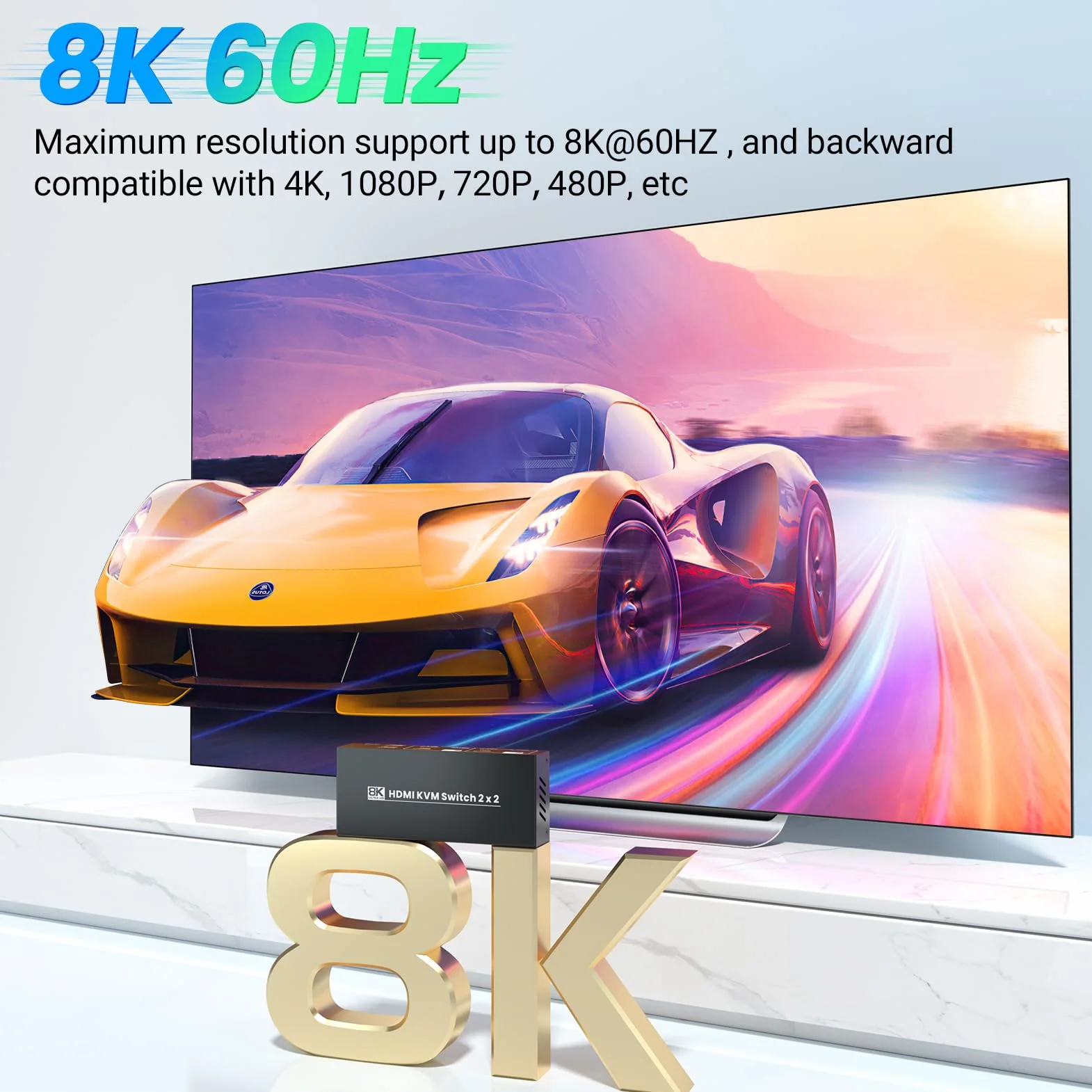 8K60Hz 4K120Hz HDMI KVM Switch 2 monitory, 2 komputery, USB 3.0, podwójny monitor HDMI KVM, przełącznik do 2 komputerów do dzielenia się klawiaturą, myszą i 2 monitorami