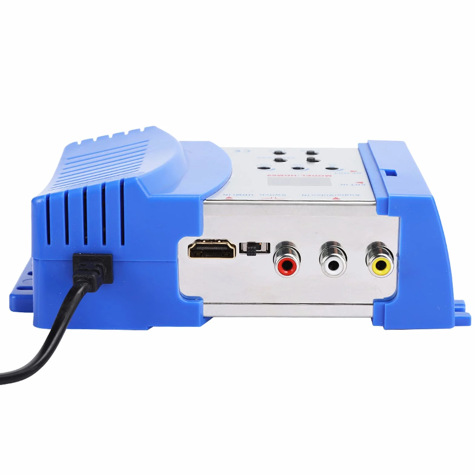 Modulator RF HDMI, Cyfrowy Konwerter AV na RF HDM69 Standardowy Przenośny Modulator VHF UHF PAL dla Regulowanego Poziomu Wyjściowego EU 100‑240 V