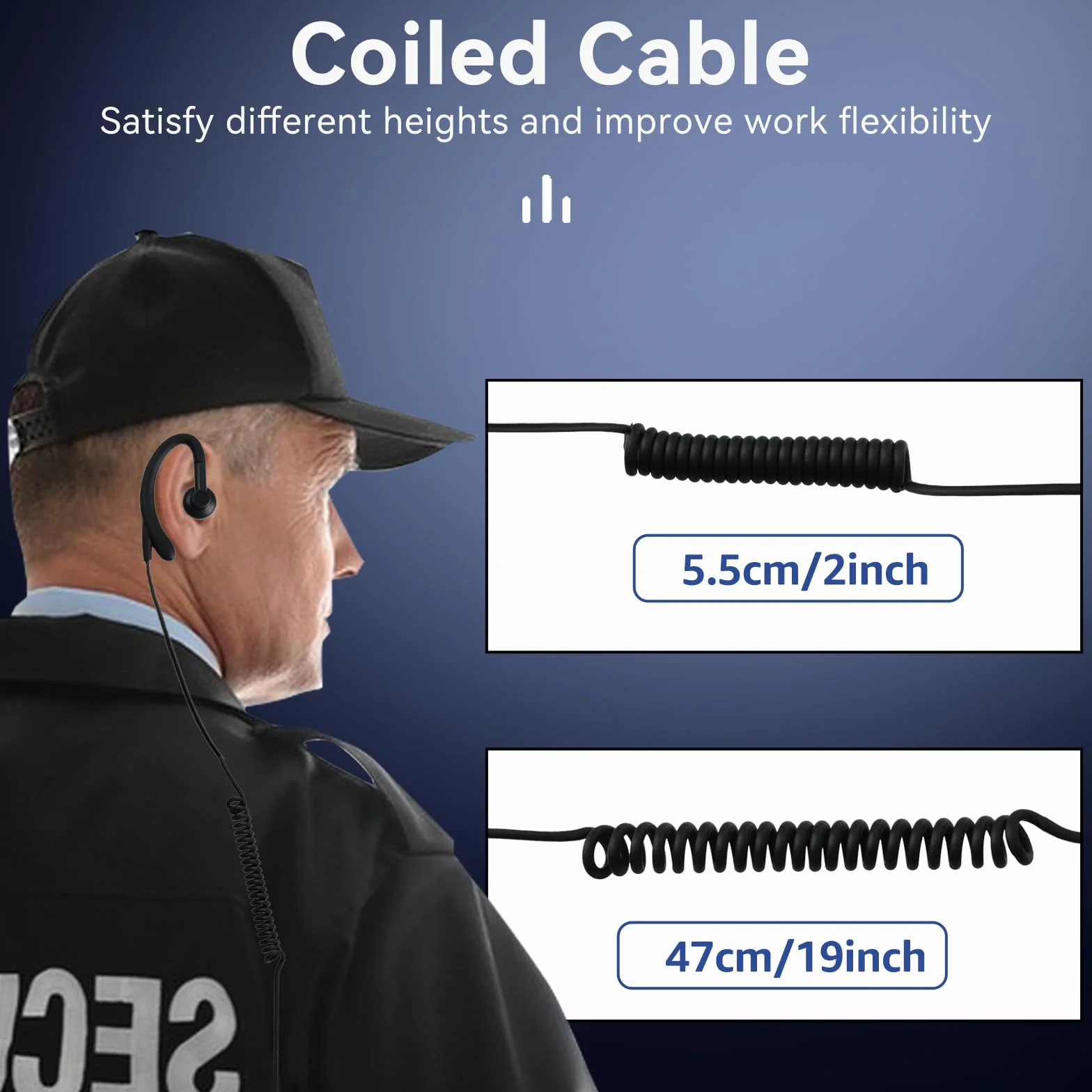 Słuchawka radiowa Retevis w kształcie litery G, bezpieczny zestaw słuchawkowy z mikrofonem PTT, 2-pinowa słuchawka radiowa kompatybilna z radiem Kenwood Two Way Radio Retevis RT24 RT27 RT617 (1szt)