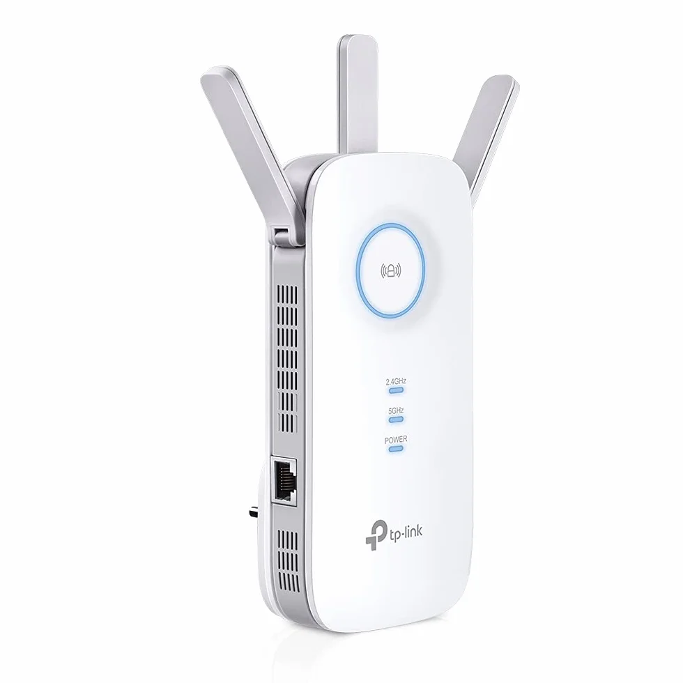 TP-Link RE550 – Wzmacniacz sygnału Wi-Fi AC1900, 1300 Mb/s (5GHz) + 600 Mb/s (2.4GHz), 3 anteny, port Gigabit, tryb AP, wskaźnik sygnału