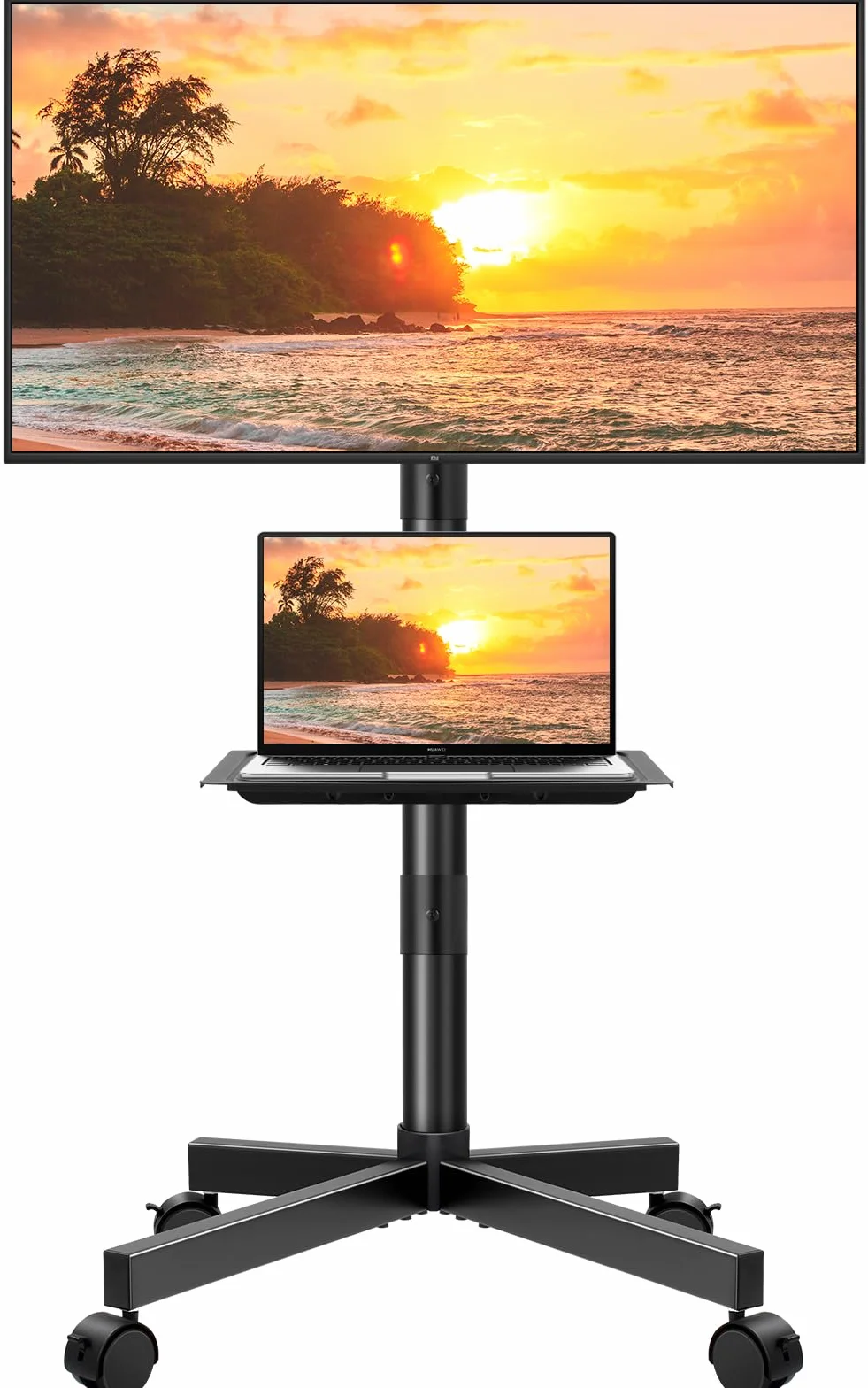 KKTONER Mobilny wózek na telewizor LCD LED 23-60 cali, VESA 400x400 mm, stojak podłogowy z półką