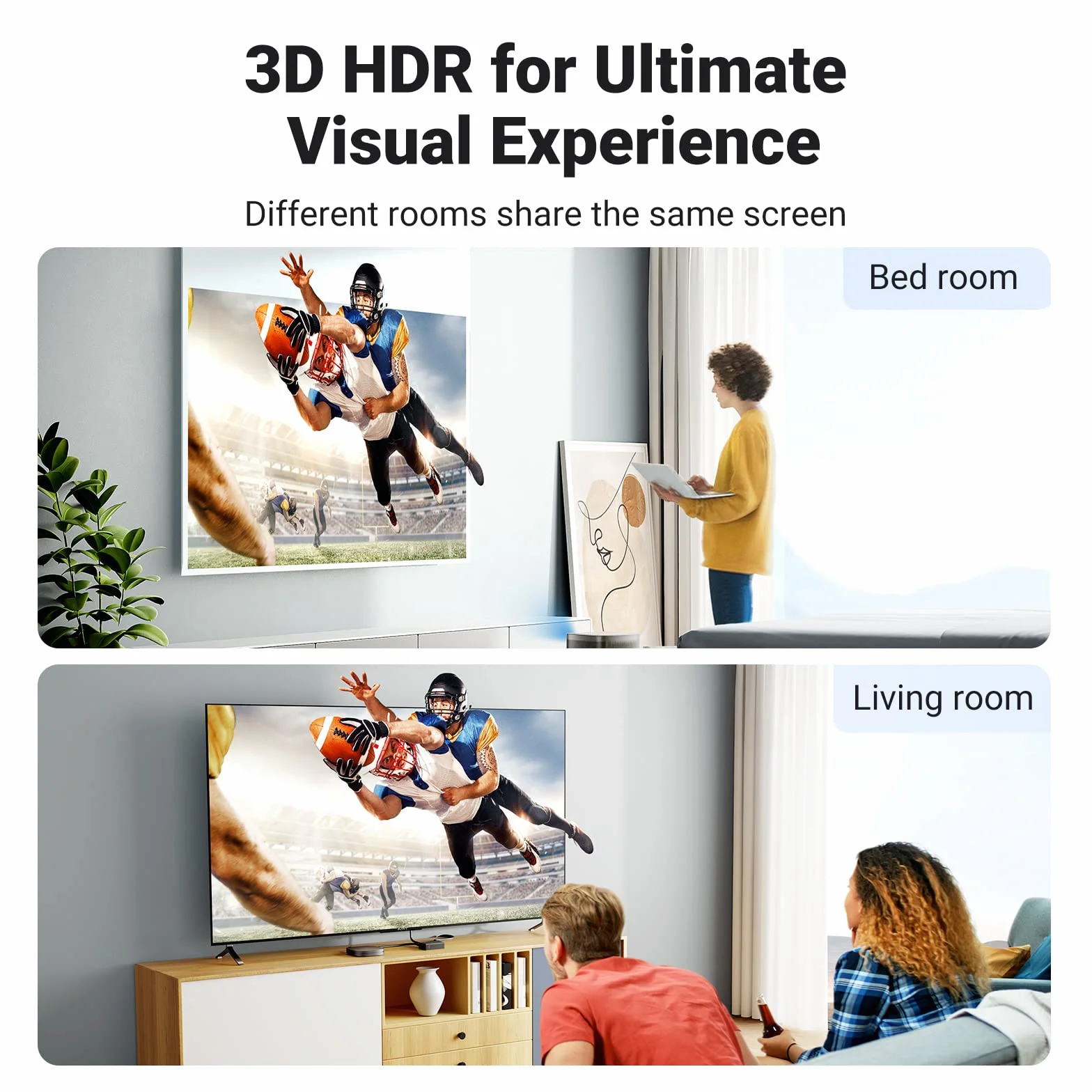 UGREEN Rozdzielacz HDMI 1 w 2 wyjścia [wyświetlacz lustrzany], 4K przy 60Hz, HDCP 2.2/1.4, HDR, podwójny monitor kompatybilny z TV Box, TV Stick, konsolą do gier, kartą przechwytującą, PC