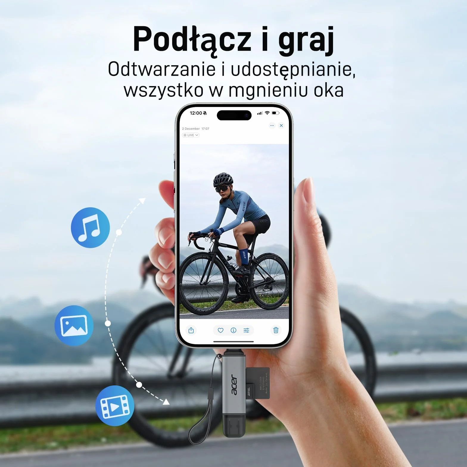 acer Czytnik kart SD, adapter czytnika kart pamięci USB C i USB 3.0 obsługuje SD/Micro SD/SDHC/SDXC/MMC, kompatybilny z iPhone 15 Pro, MacBook Pro/Air, iPad Pro 2021, Galaxy S22, Pixel, XPS 13 itp.