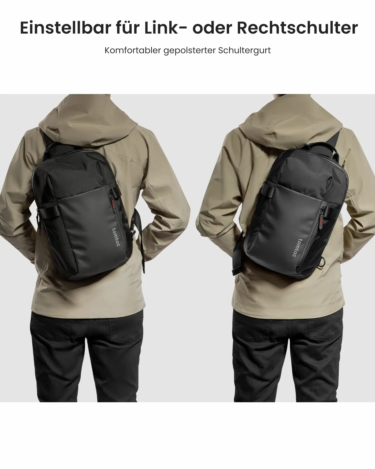 Tomtoc Kompaktowa Torba Sling EDC z Ochroną Przed Upadkiem, Plecak Krzyżowy na 14" MacBook Pro M5/M4, 13" MacBook Air
