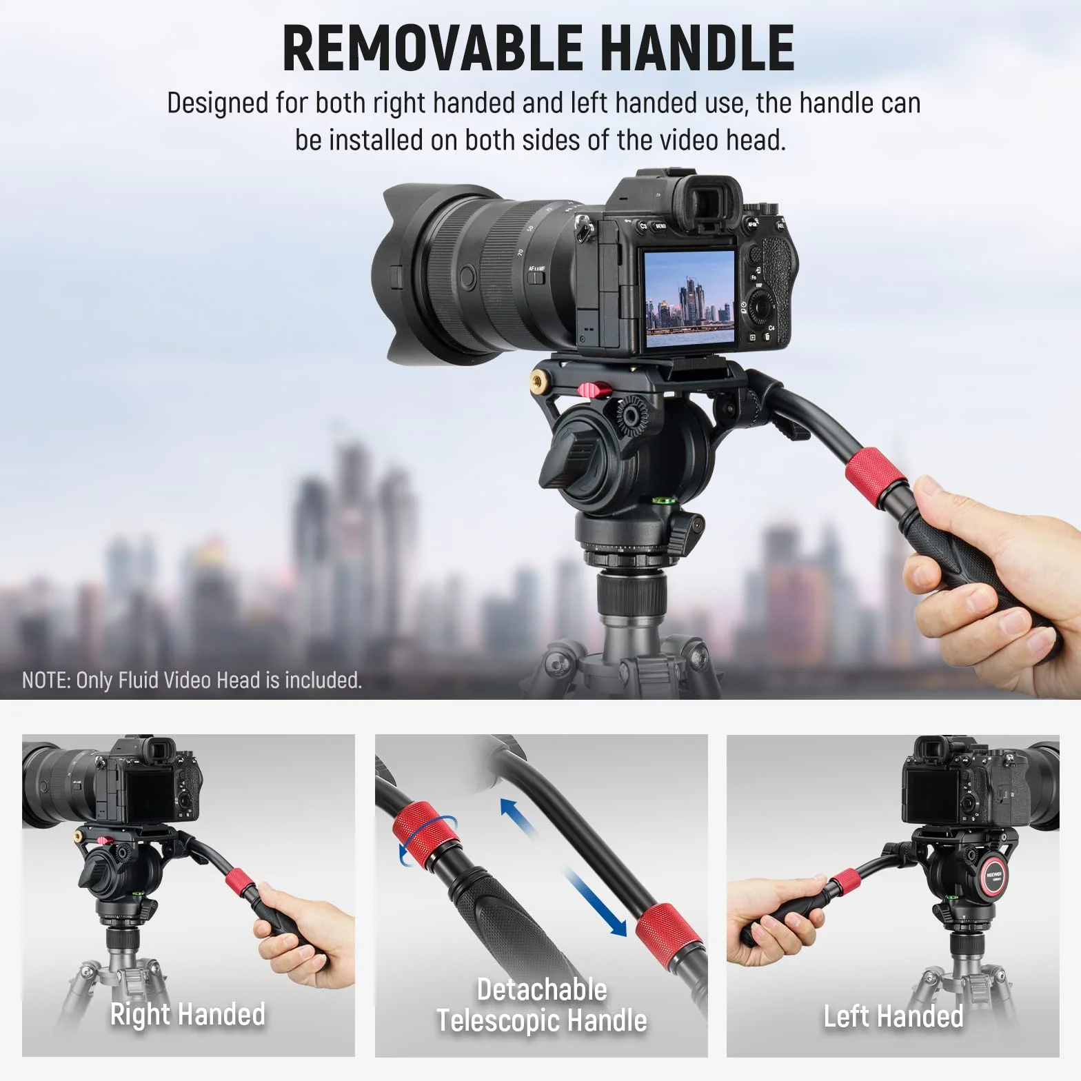 NEEWER Głowica płynu statywu wideo z płytą szybkiego zwalniania, kompatybilna z Manfrotto, ⌀55 mm, 6 kg