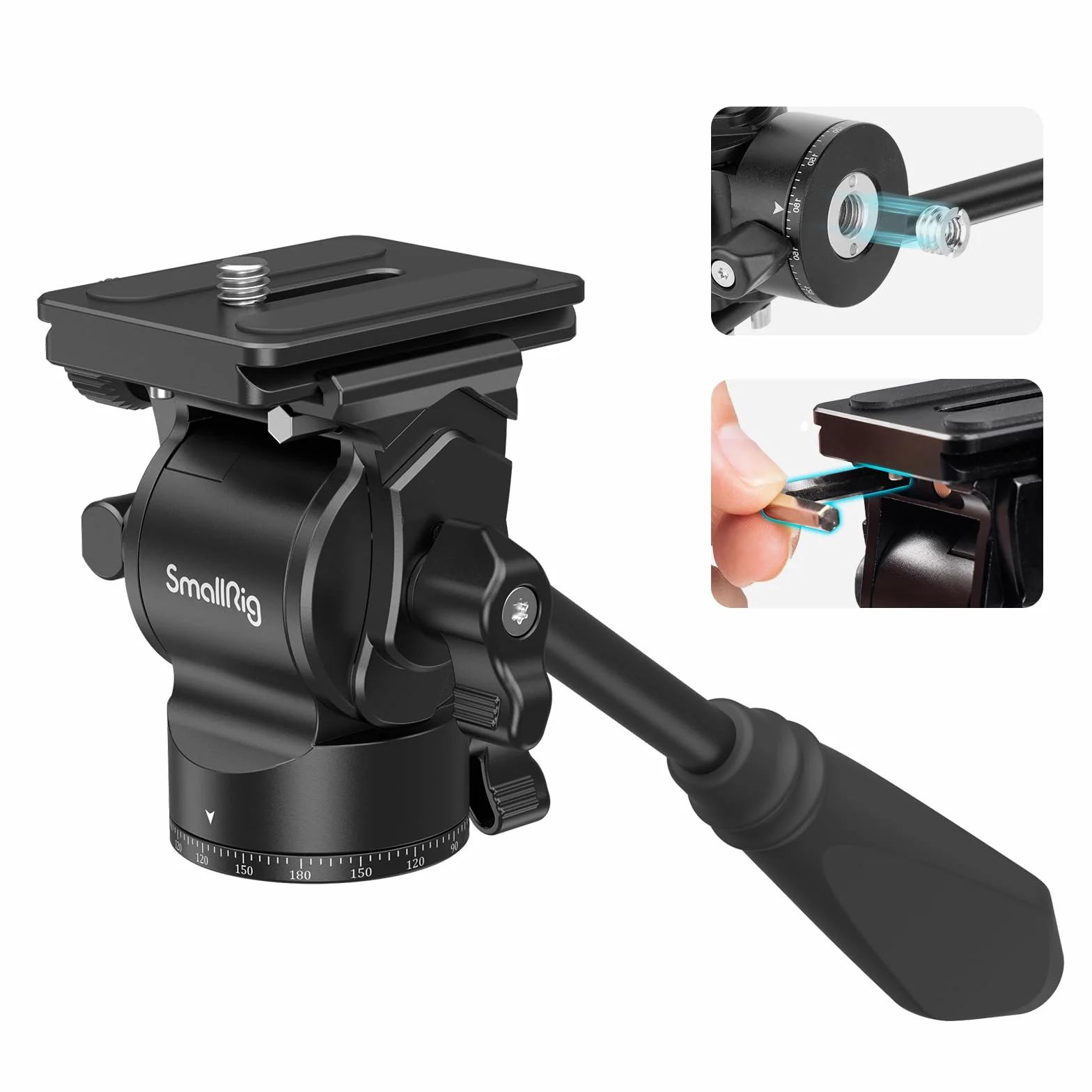 SmallRig Głowica płynna statywu Głowica Pan Tilt CH10 z płytą szybkiego zwalniania, mała głowica płynowa odpowiednia do kompaktowych kamer wideo i lustrzanek cyfrowych, nośność 3 kg - 3259