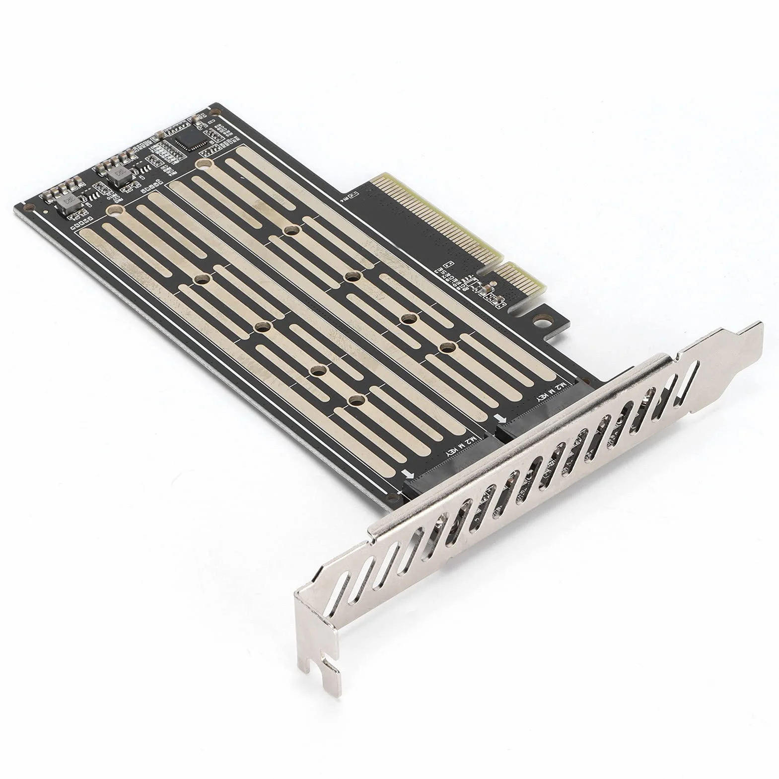 Podwójna Karta Adaptera NVMe M.2 na PCI‑E, Karta Konwertera M-Key NVMe M.2 na PCIe X8 dla M.2 NVMe SSD 2230/2240/2260/2280/22110