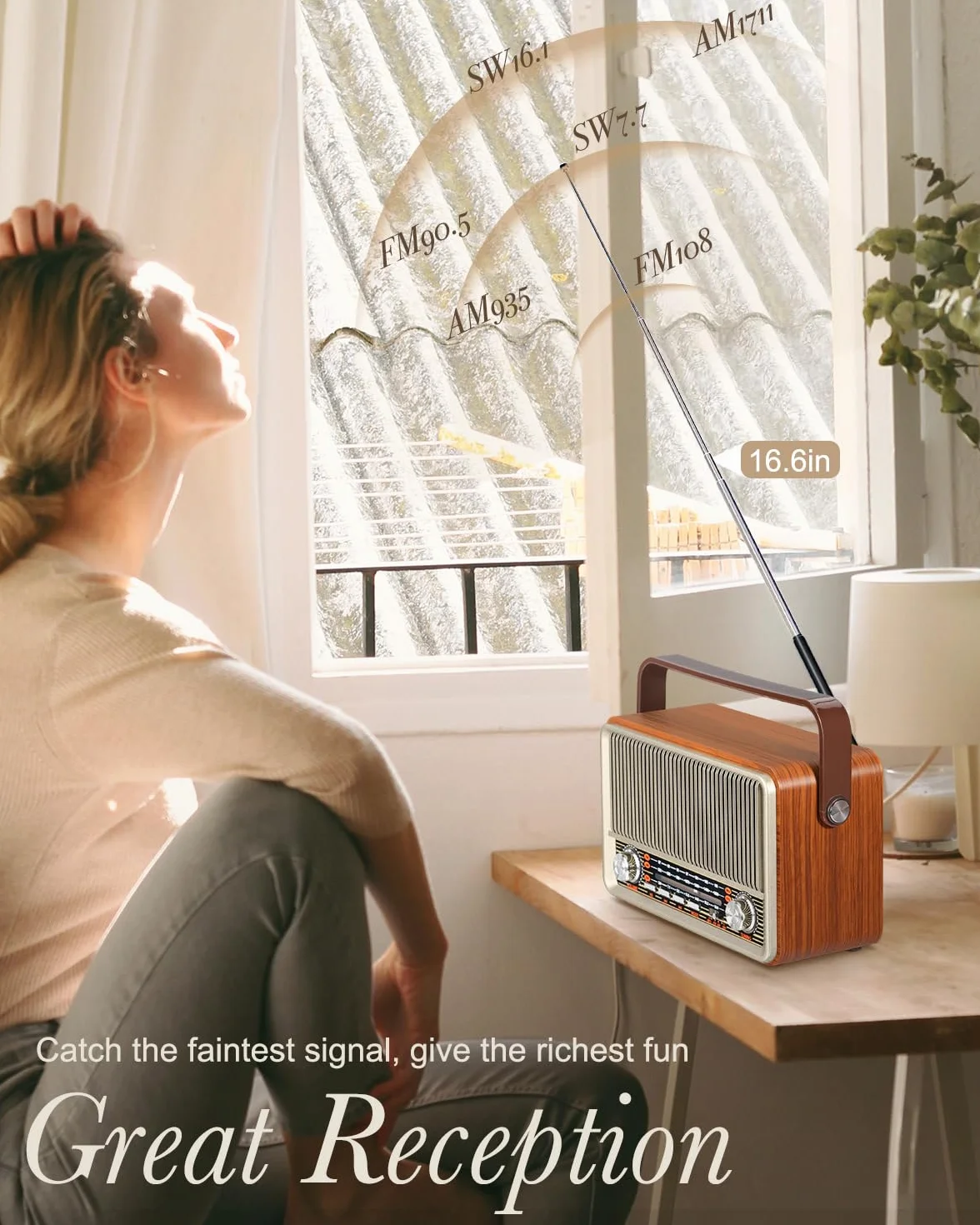 PRUNUS J-120 przenośne radio retro, małe radios SW AM FM z głośnikiem Bluetooth, zasilane akumulatorem 1800 mAh lub siecią, radio vintage obsługuje odtwarzanie AUX TF USB
