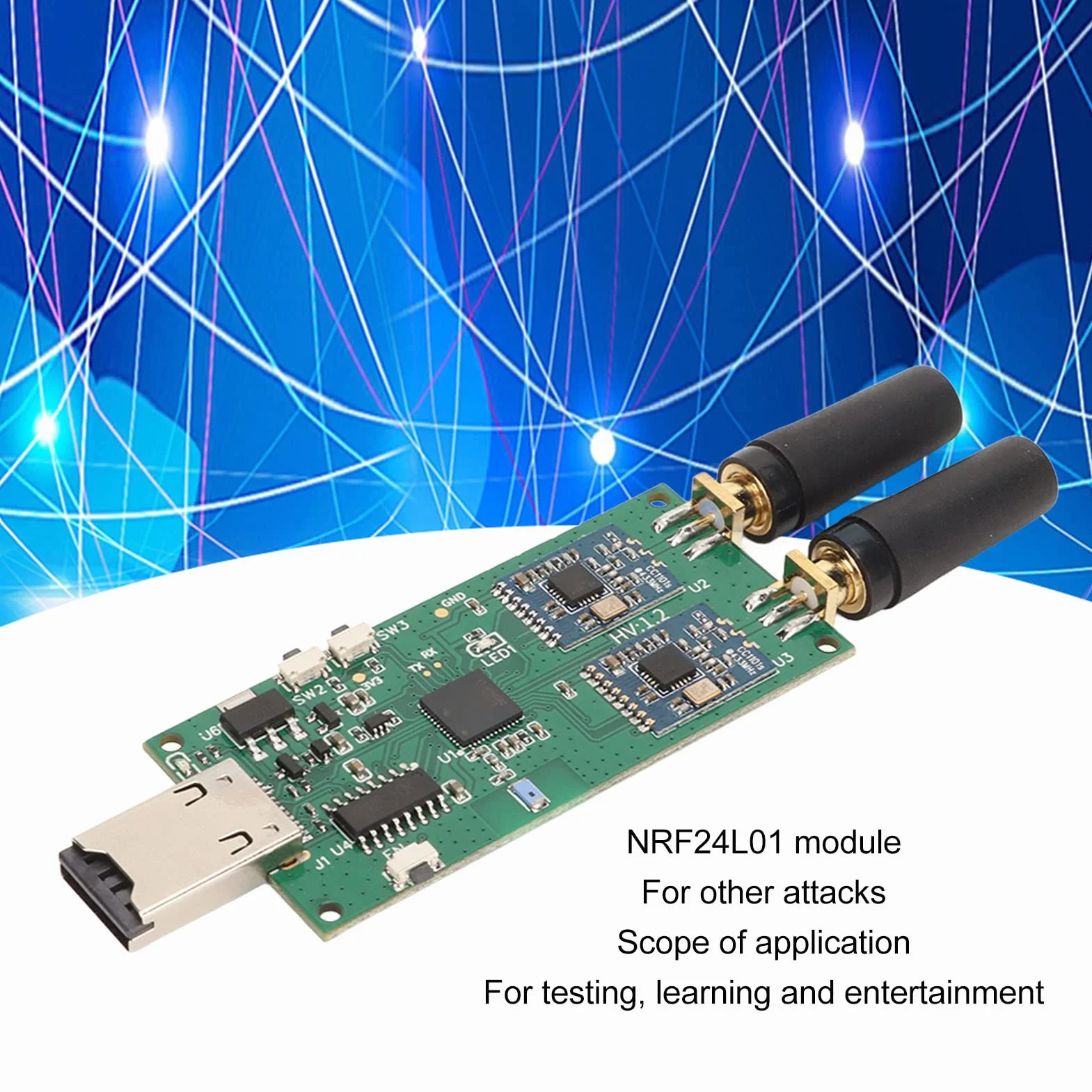 Adapter Płytki Modułu RF, Evil Crow RF V2 do Odbiornika Sygnału, Nadajnika, Ataku Powtórkowego, Analizy URH, Przechwytywania Myszy z 2 Modułami RF CC1101 i Modułem NRF24L01