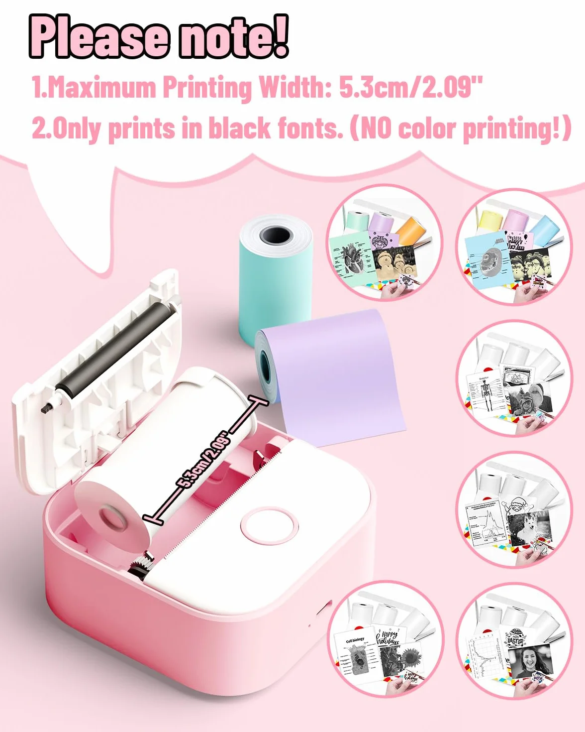 Phomemo T02 Mini drukarka etykiet Bluetooth 203DPI z 3 rolkami papieru termicznego