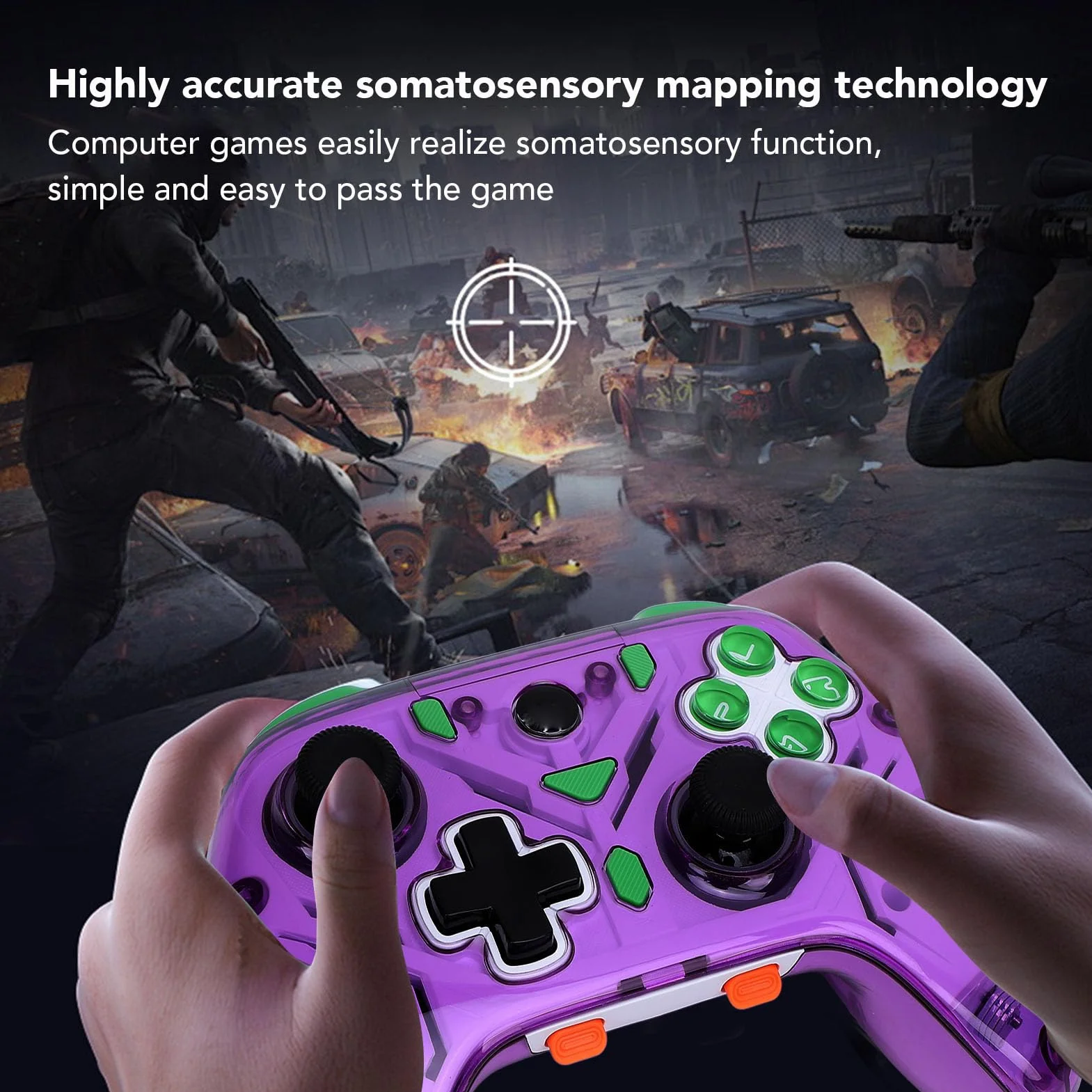 Interaktywny Kontroler Gier z Ekranem, Kontroler Gier z Efektem Halla na PC, IOS, Android, Joystick Gamepada, Czujnik Ruchu, światło RGB, Połączenie Bluetooth i 2.4G