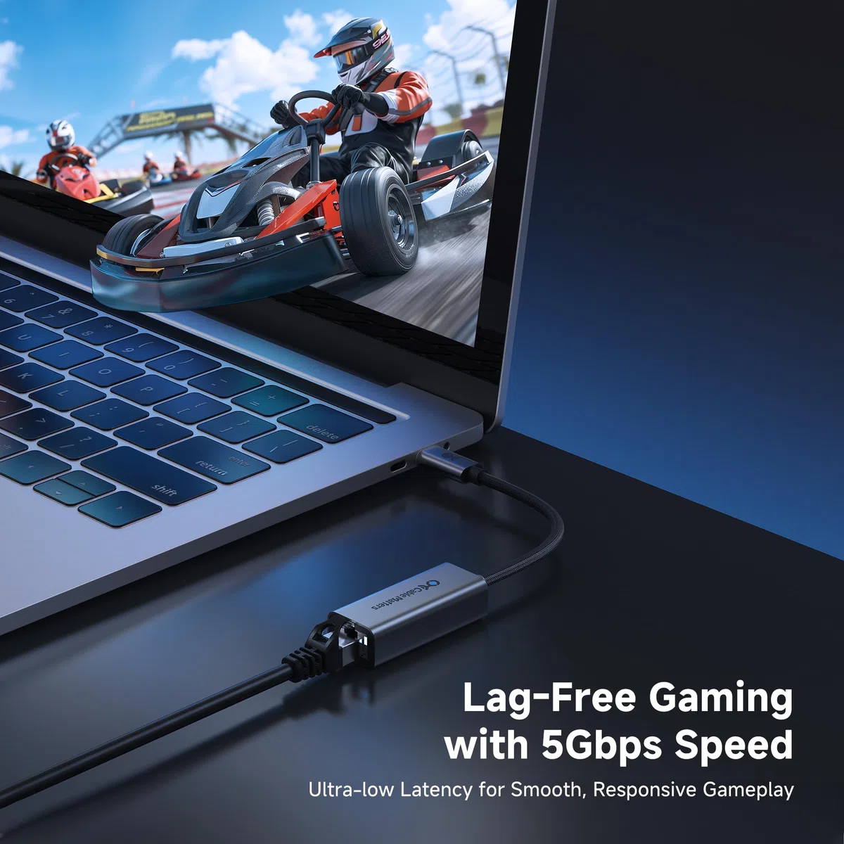 Cable Matters Adapter Ethernet USB C na 5 GB, prędkość sieci 5 gigabitów, adapter USB C na Ethernet, kompatybilny z USB 4, Thunderbolt 4/5, Plug & Play do MacBooka, laptopa i urządzeń USB C