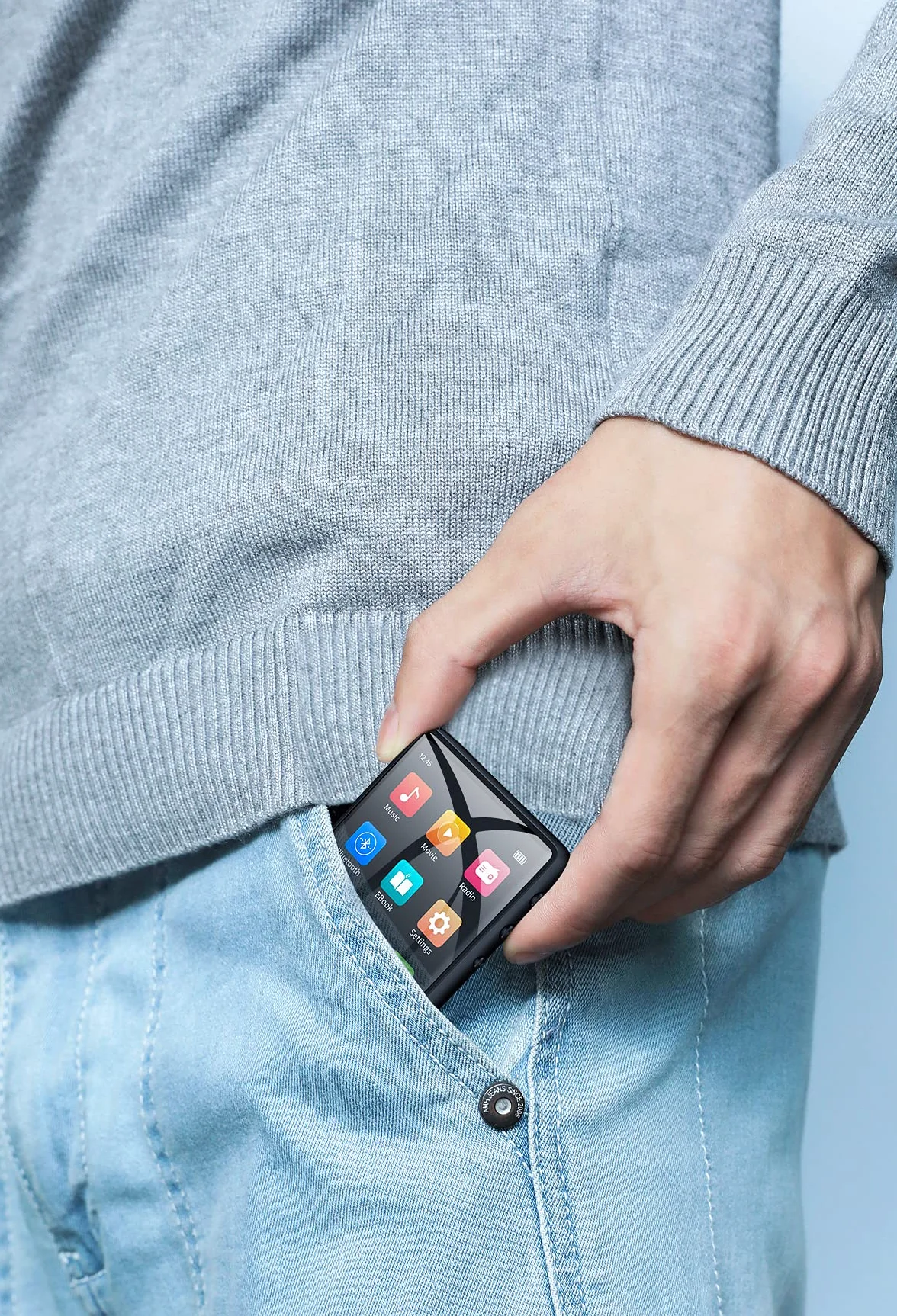 Odtwarzacze MP3 Bluetooth 5.0 32GB 2,4" Przenośny odtwarzacz muzyczny do biegania, Hi Res Audio Video FM Radio Line-in Ebook nagrywania, obsługuje do 128GB TF-kaart (Czarny)