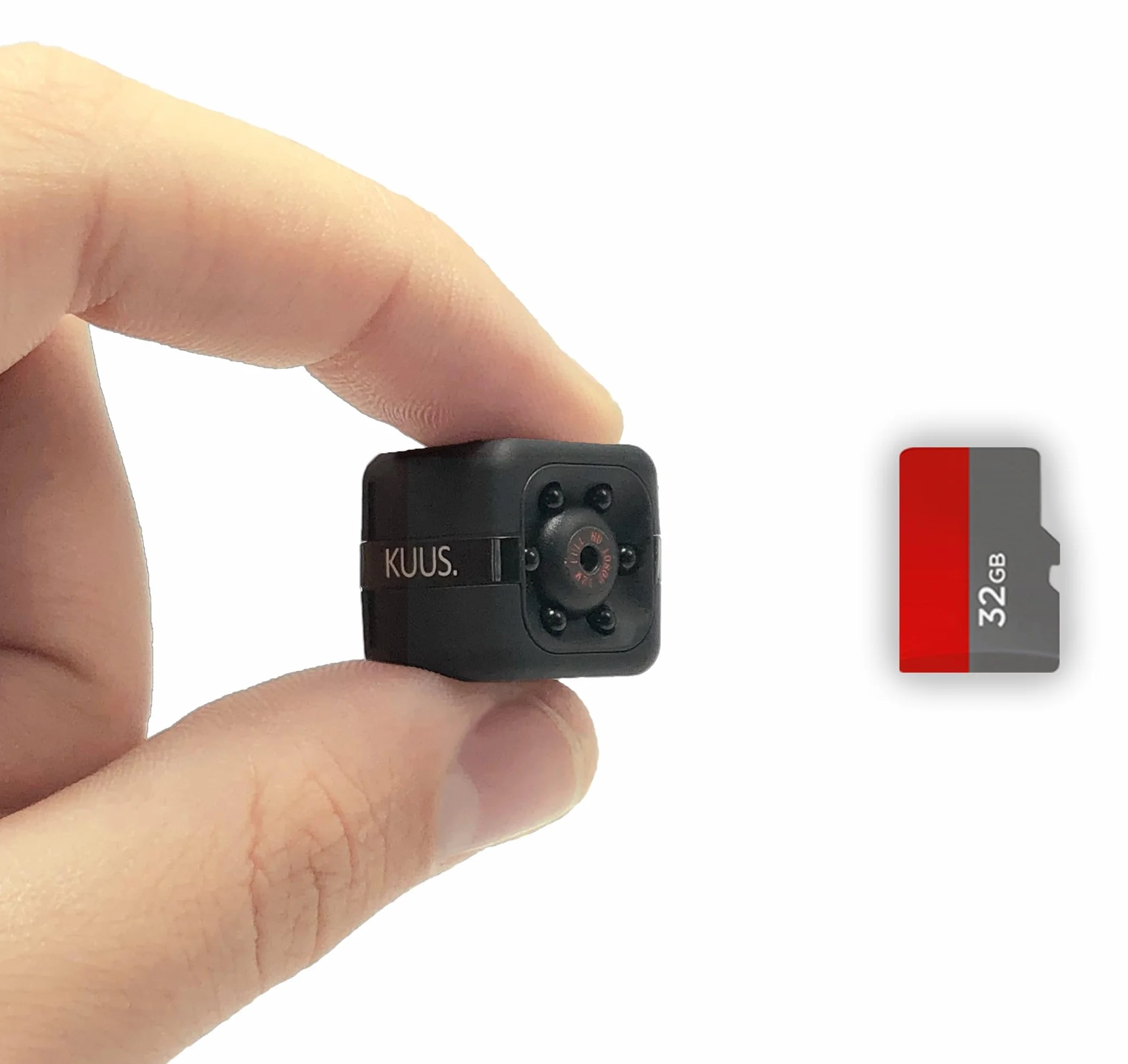 KUUS.® C1 Mini kamera szpiegowska 2,3 cm | Kamery audio i wideo | Ukryta kamera z kartą pamięci 32 GB | Mikro kamera szpiegowska bez WLAN | Tajne wnętrze | Wykrywanie ruchu | Noktowizor