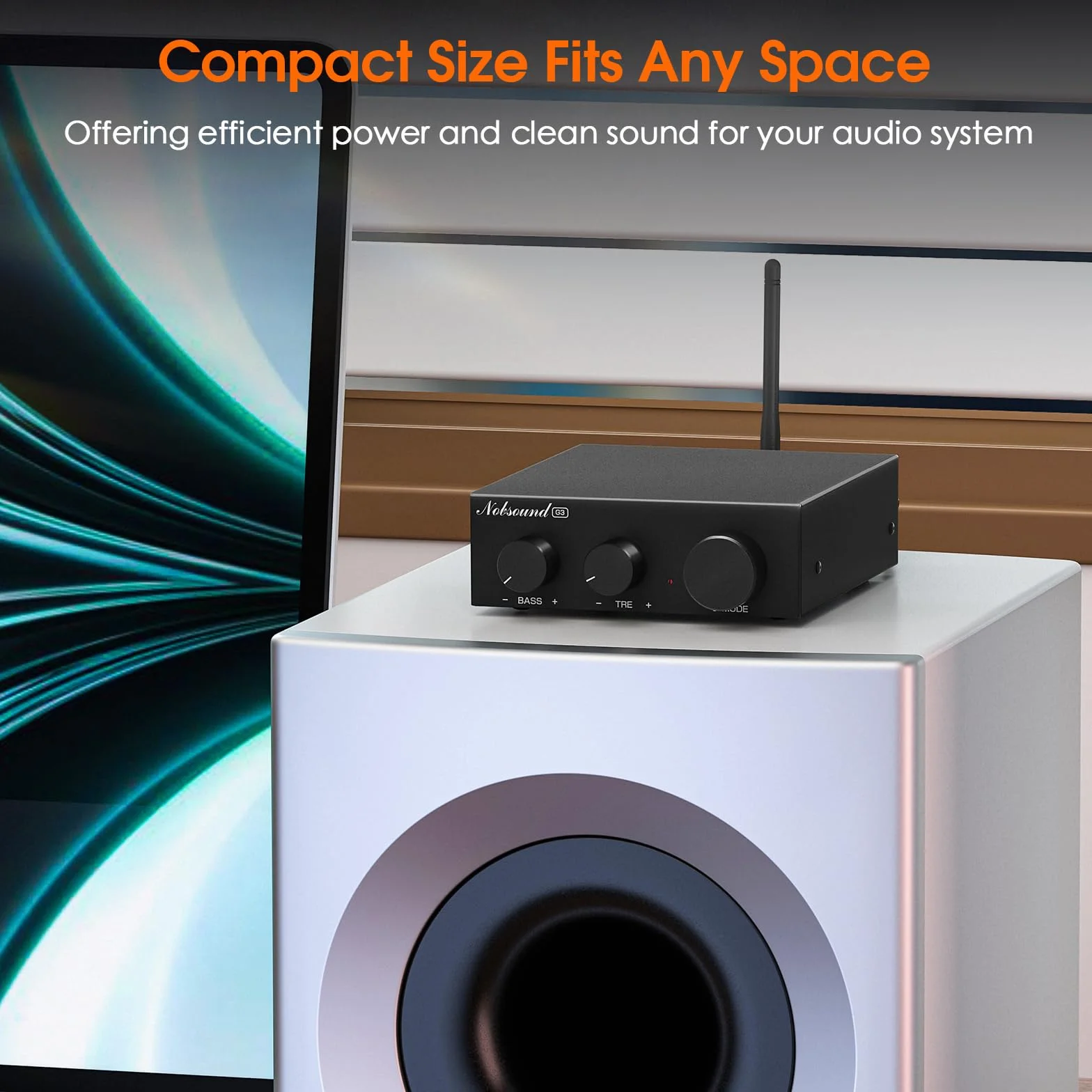 Nobsound Wzmacniacz stereo Bluetooth 5.0: Mini Audio 2.0 kanał, zintegrowany wzmacniacz z regulacją wysokości basów, do głośników domowych 50 W x2 TPA3116