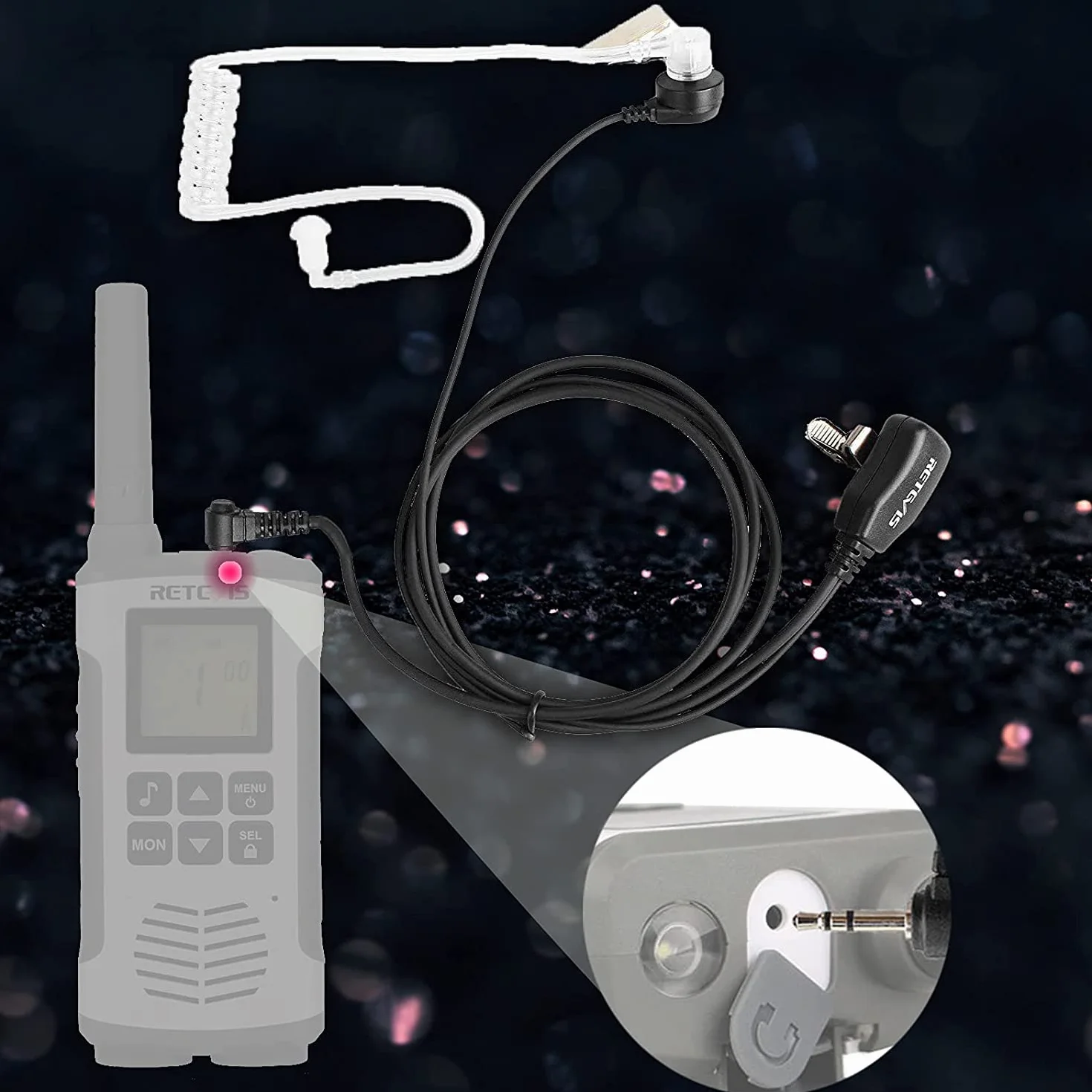 Retevis Słuchawki Walkie Talkie z mikrofonem PPT, 1-pinowy 2,5 mm ochroniarz zestaw słuchawkowy kompatybilny z RT45 Motorola T82 T92 TKLR T3 T5 T6 T7 T8 T9 T6210 H20 Walkie Talkie (10 szt.)