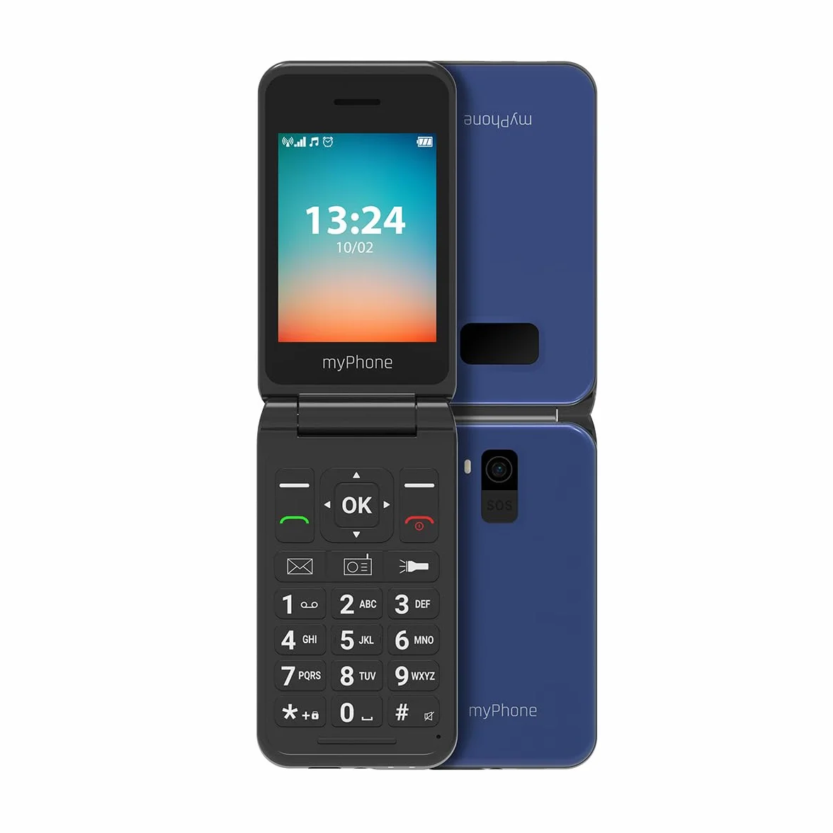 myPhone Flip LTE telefon z klapką dla seniorów przycisk SOS 4G Volte duża bateria 1000 mAh do 6 dni bez ładowania, z latarką, Dual SIM