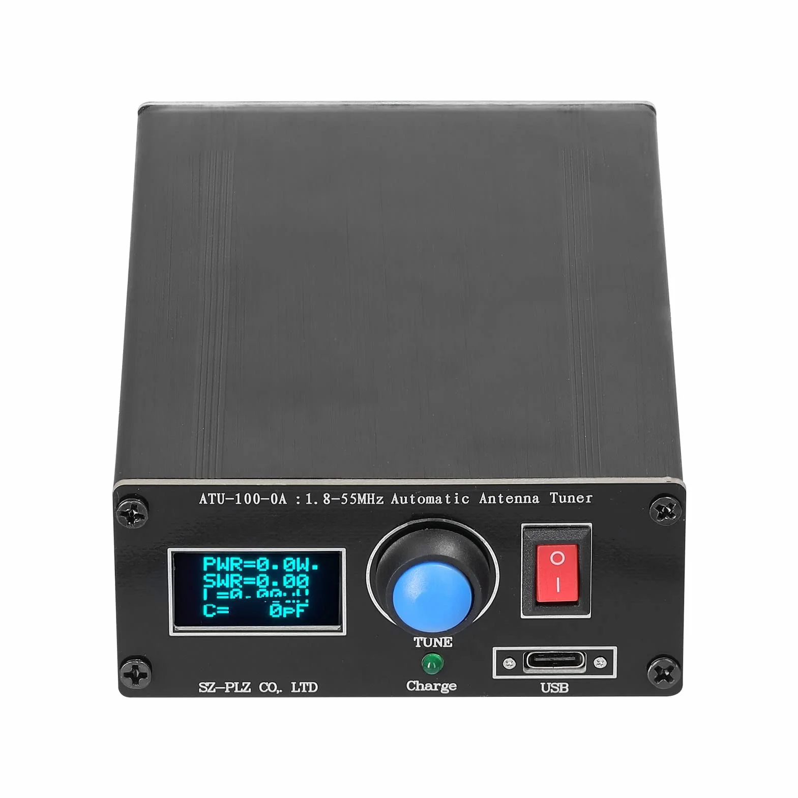 Sunydog Baugger ATU-100-0A mini automatyczny tuner antenowy 1,8-55 MHz 0,91 cala, wyświetlacz OLED, stop aluminium, obudowa zewnętrzna z akumulatorem 1800 mAh, wielokolorowa
